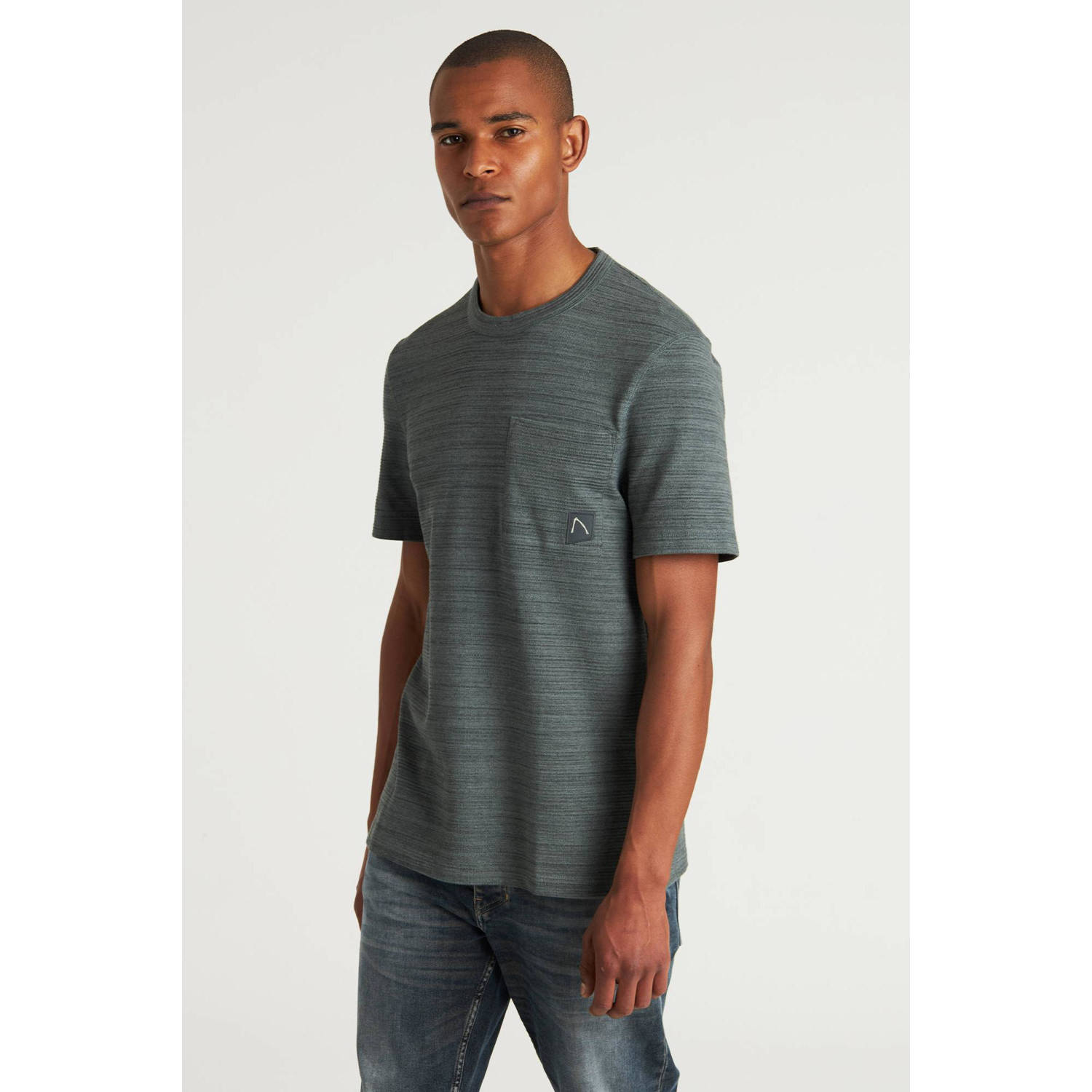 CHASIN' gemêleerd regular fit T-shirt Morrow groen