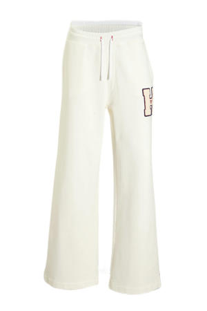 wide leg regular waist joggingbroek ecru