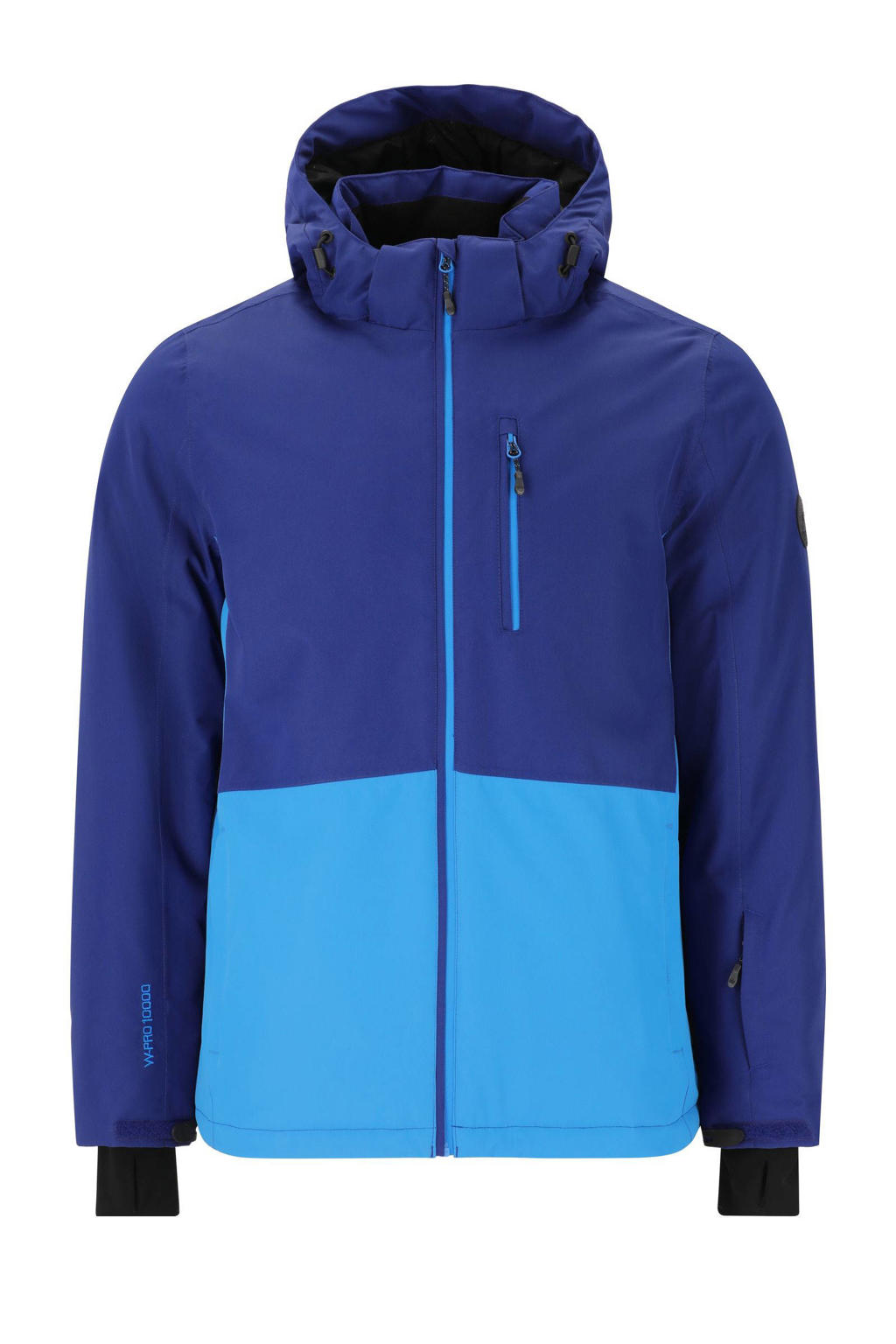 Blauwe heren Whistler ski-jack Drizzle van polyester met meerkleurige print, capuchon en ritssluiting