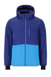 thumbnail: Blauwe heren Whistler ski-jack Drizzle van polyester met meerkleurige print, capuchon en ritssluiting