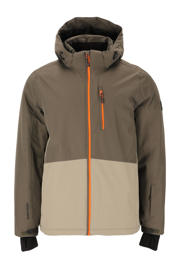 thumbnail: Olijfgroen en beige heren Whistler ski-jack Drizzle van polyester met meerkleurige print, capuchon en ritssluiting