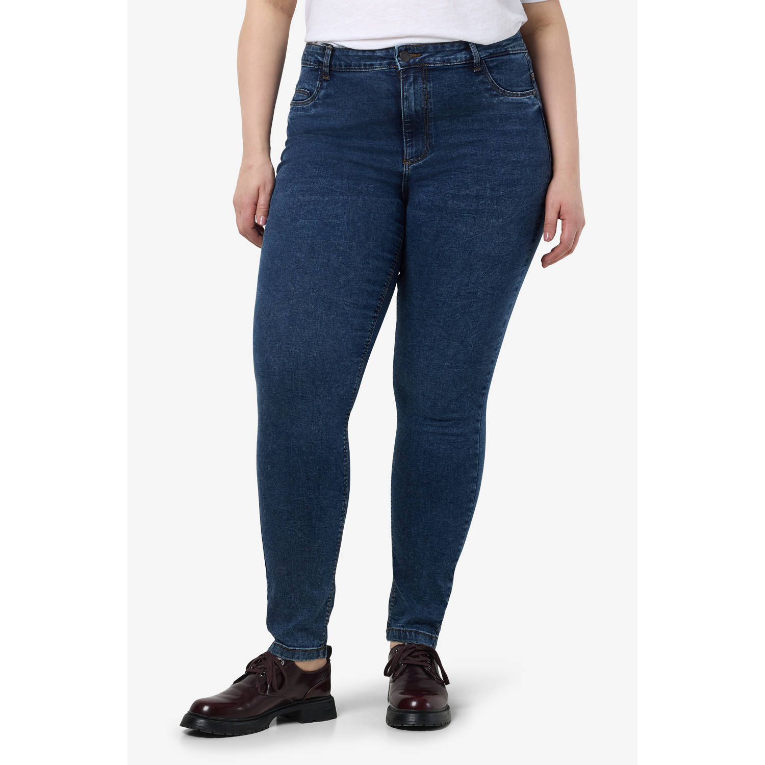 NOISY MAY Curve high waist skinny jeans NMCALLIE dark blue denim