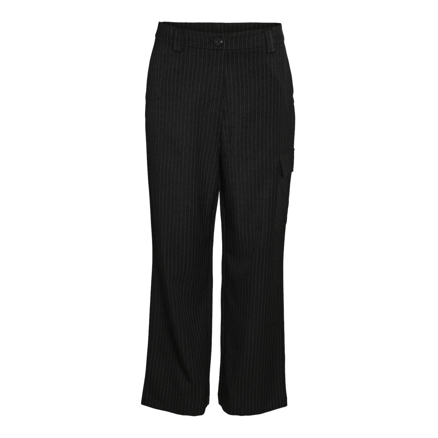 NOISY MAY Curve wide leg cargo broek NMDALLAS met krijtstreep