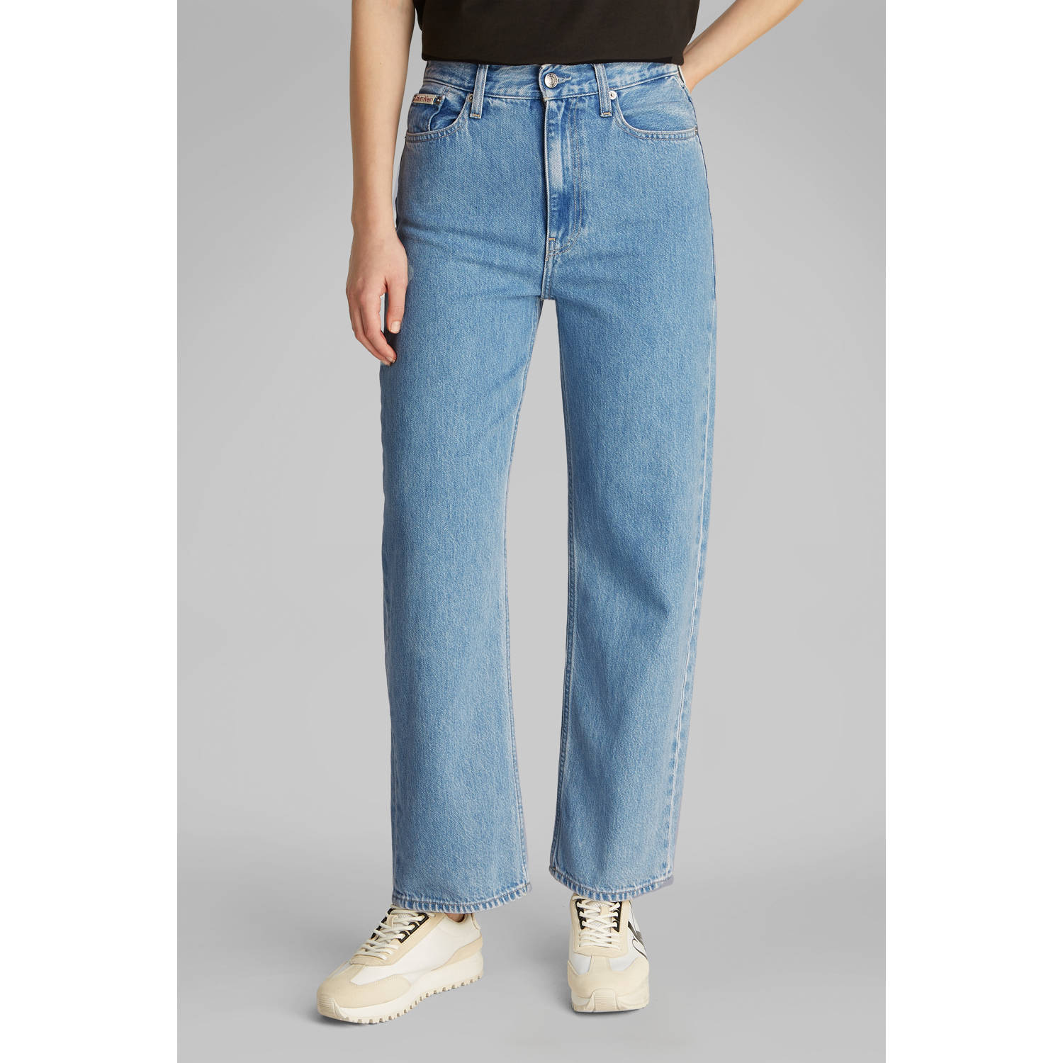 CALVIN KLEIN JEANS high waist barrel jeans light blue denim