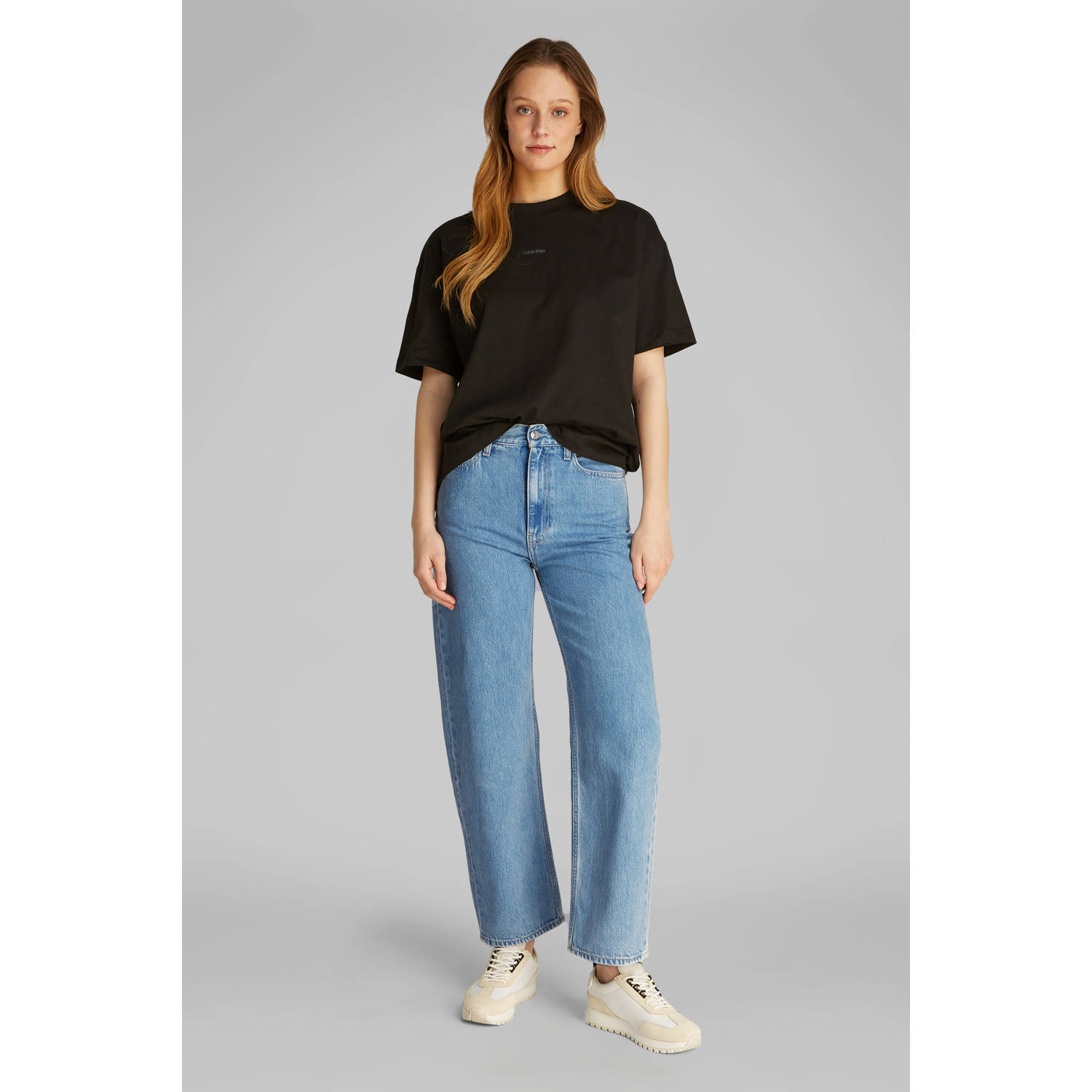 CALVIN KLEIN JEANS high waist barrel jeans light blue denim