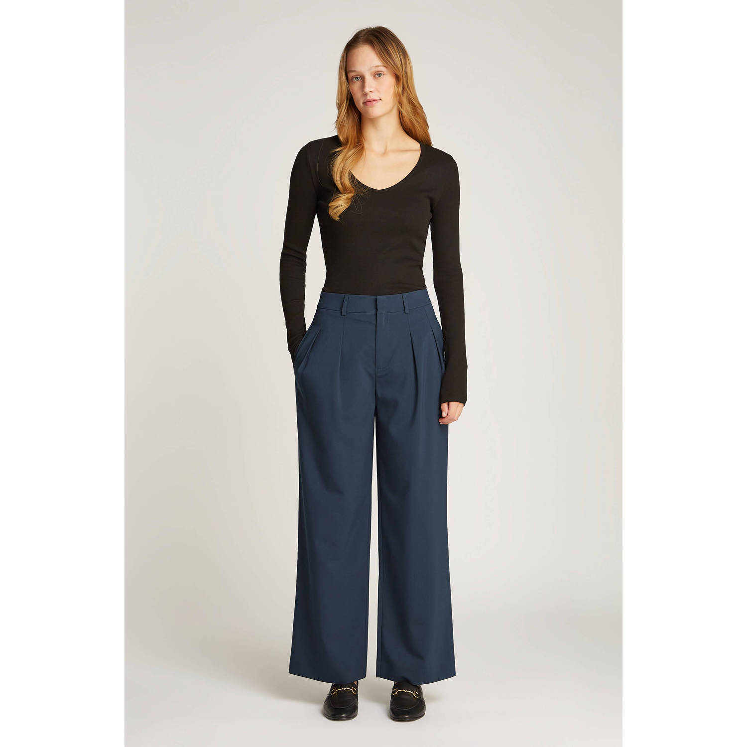 CALVIN KLEIN JEANS wide leg high waist broek donkerblauw