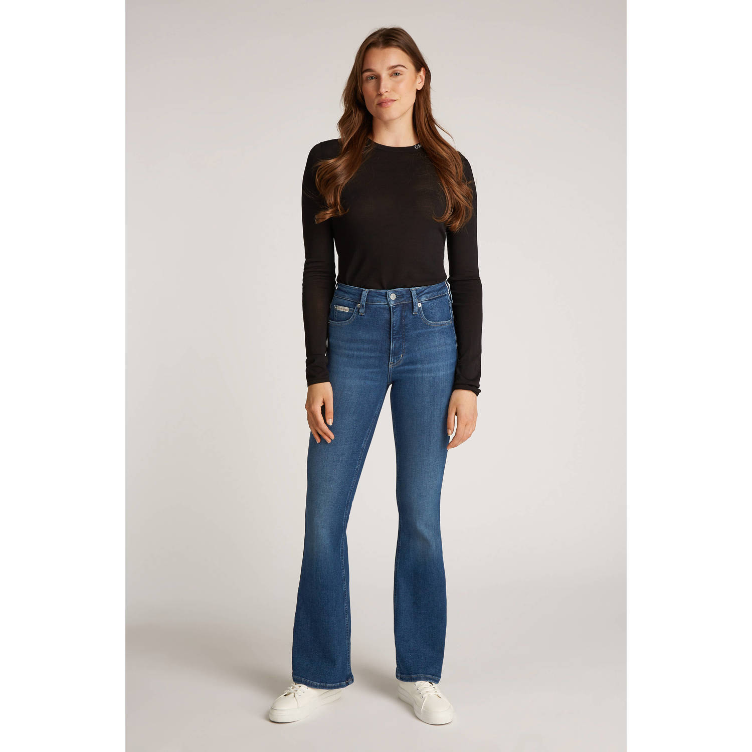 CALVIN KLEIN JEANS high waist flared jeans dark blue denim