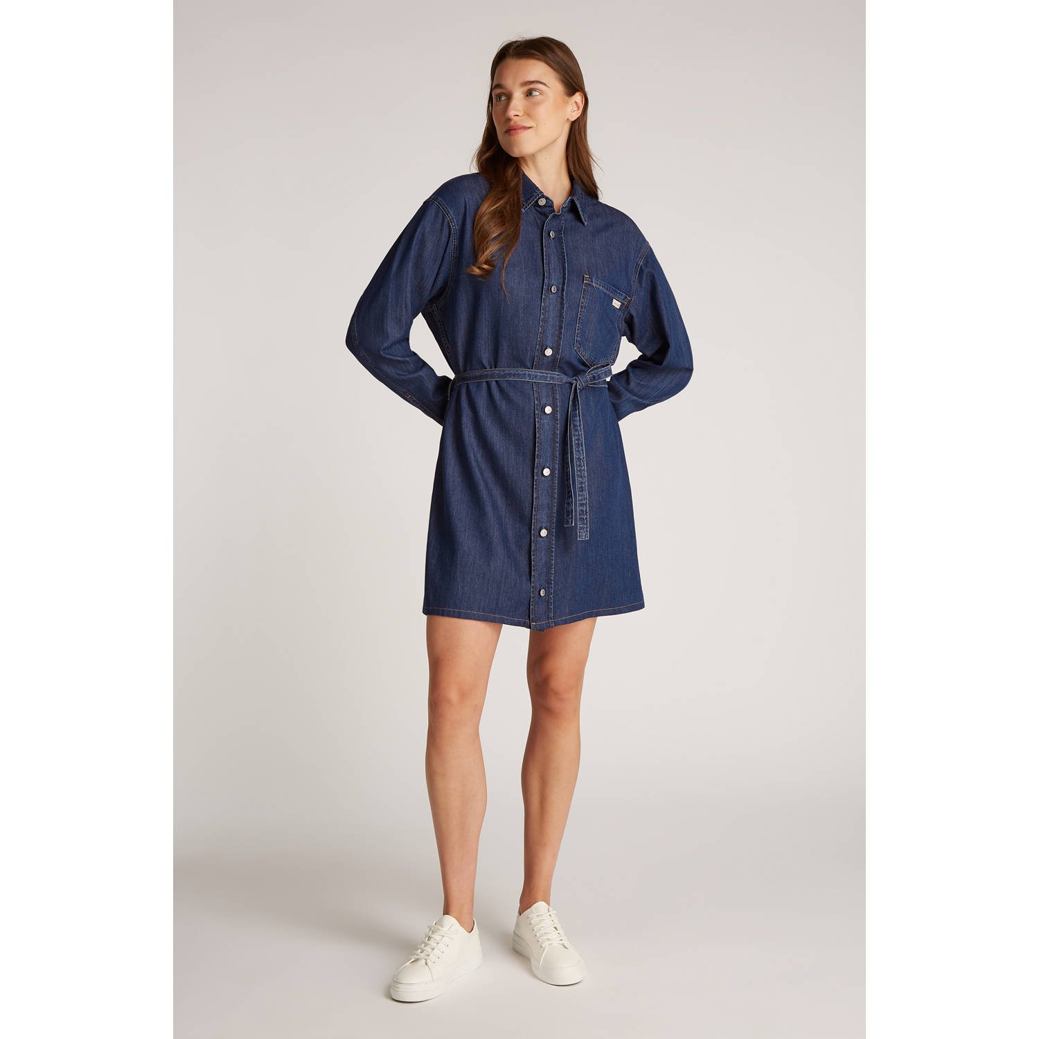 Calvin Klein Jeans jurk BELTED TENCEL DENIM SHIRT DRESS