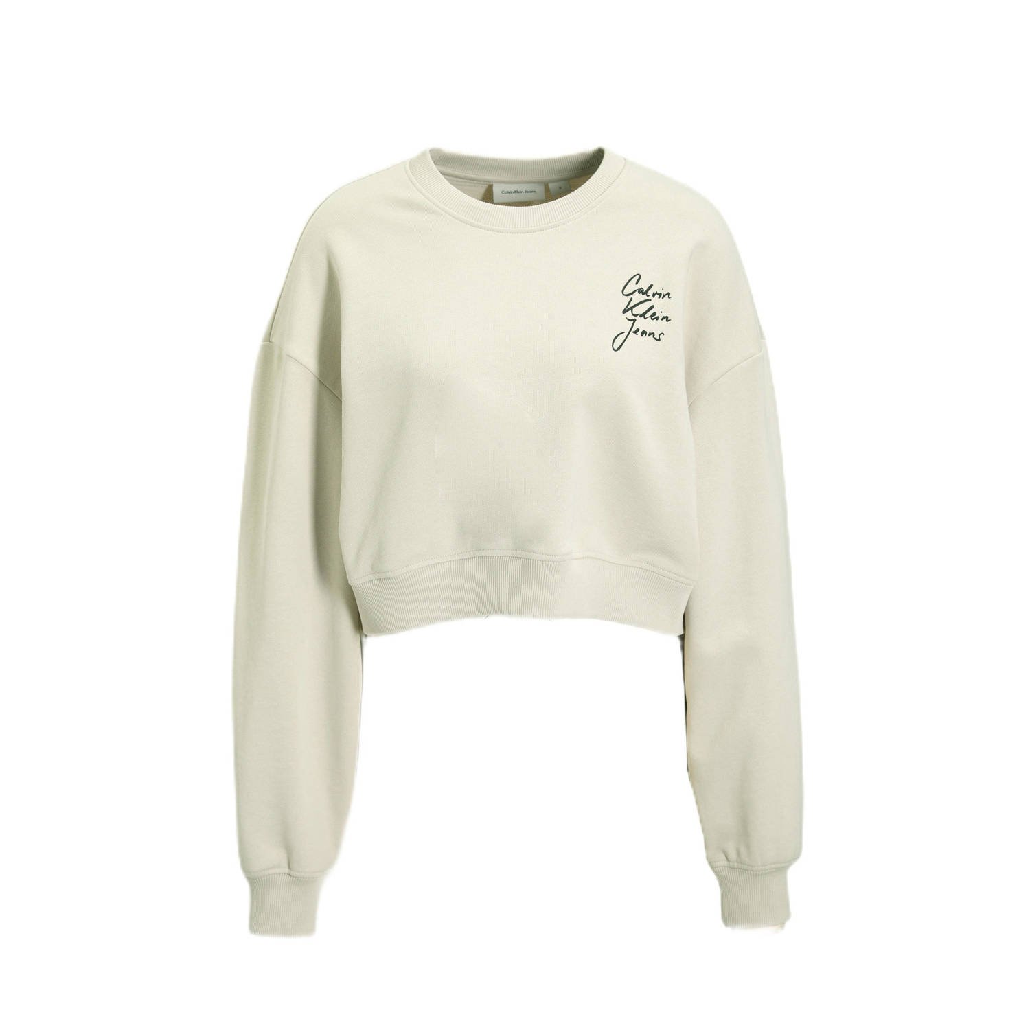 CALVIN KLEIN Dames Truien & Vesten Script Institutional Crewneck Beige