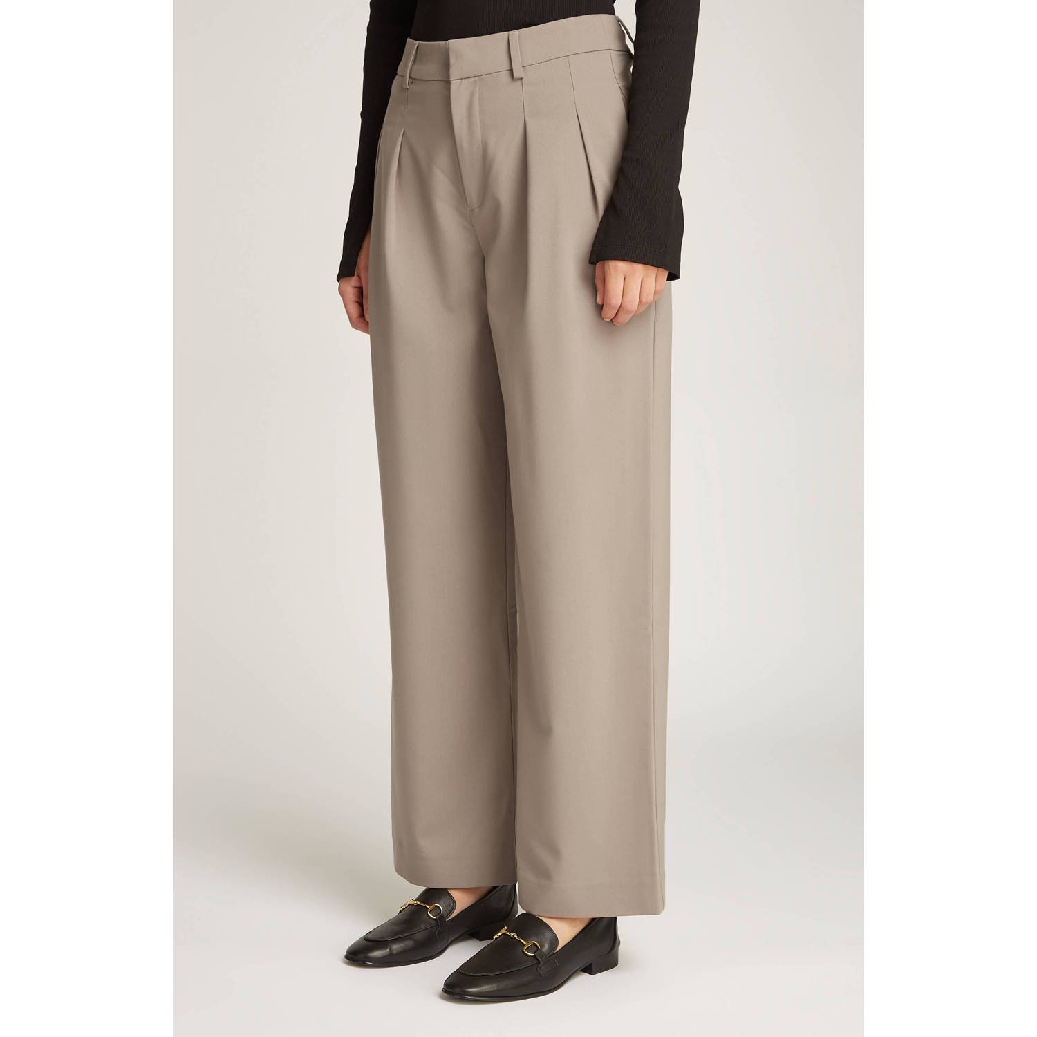 CALVIN KLEIN JEANS wide leg high waist broek taupe