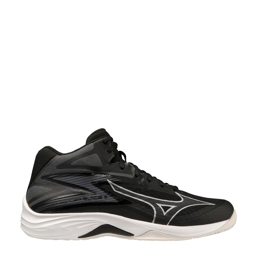 Zwarte unisex Mizuno Thunder Blade Z zaalsportschoenen zilvergrijs van mesh-pu/voering: mesh/voetbed: eva met veters