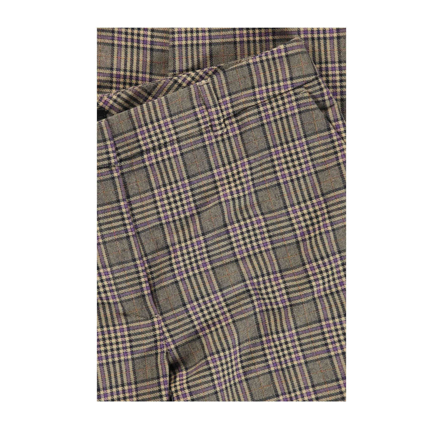 Expresso geruite straight fit broek bruin