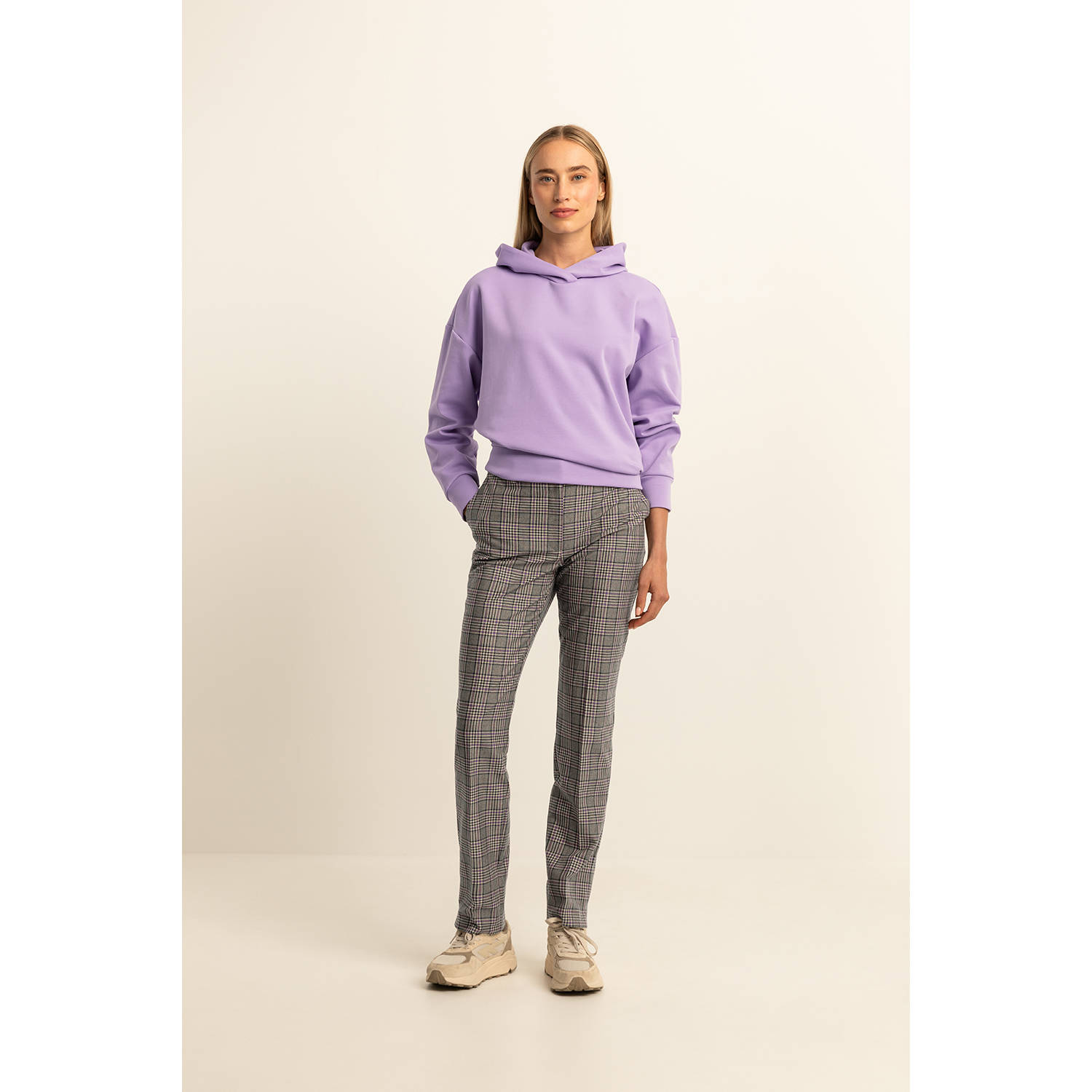 Expresso geruite straight fit broek bruin