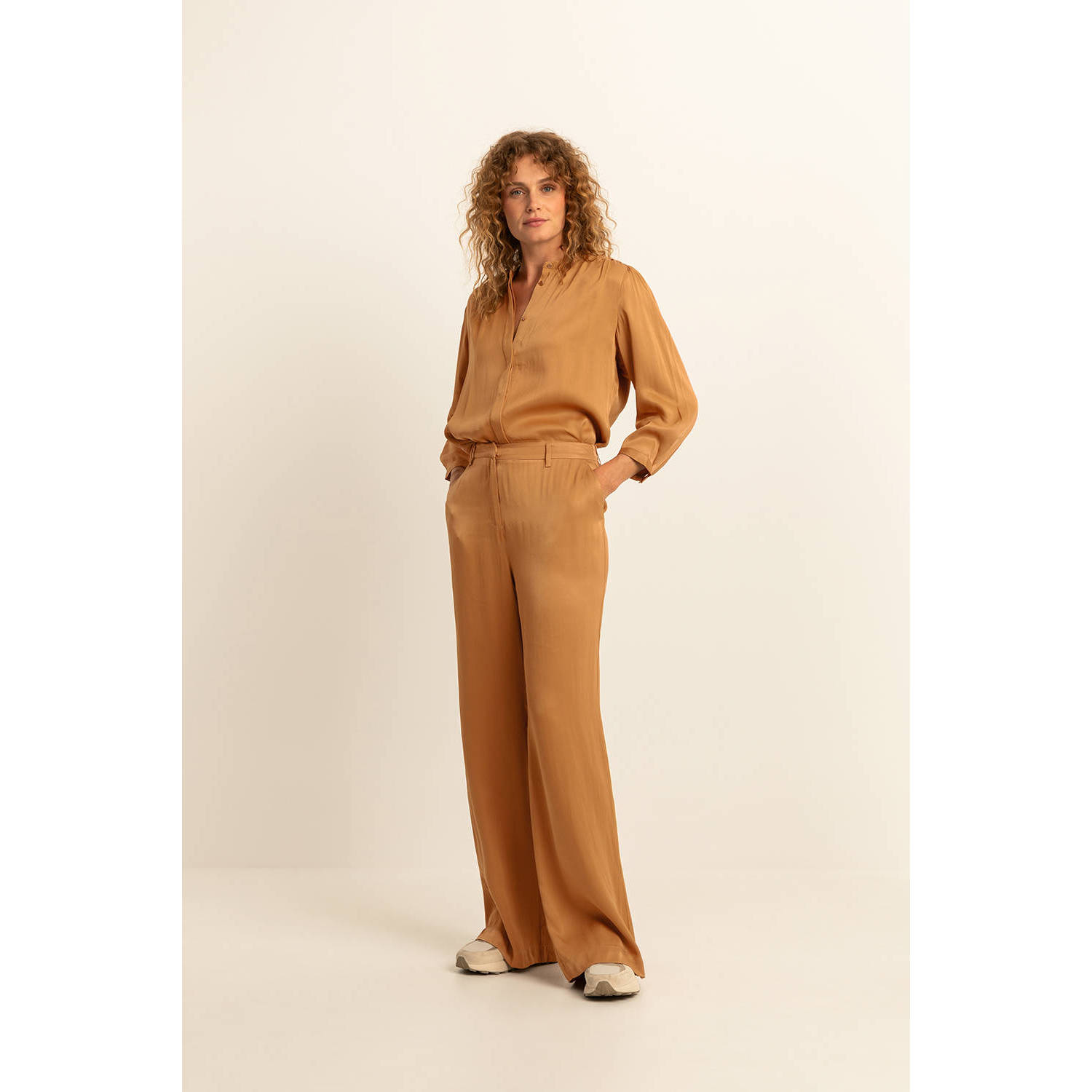 Expresso satijnen broek camel