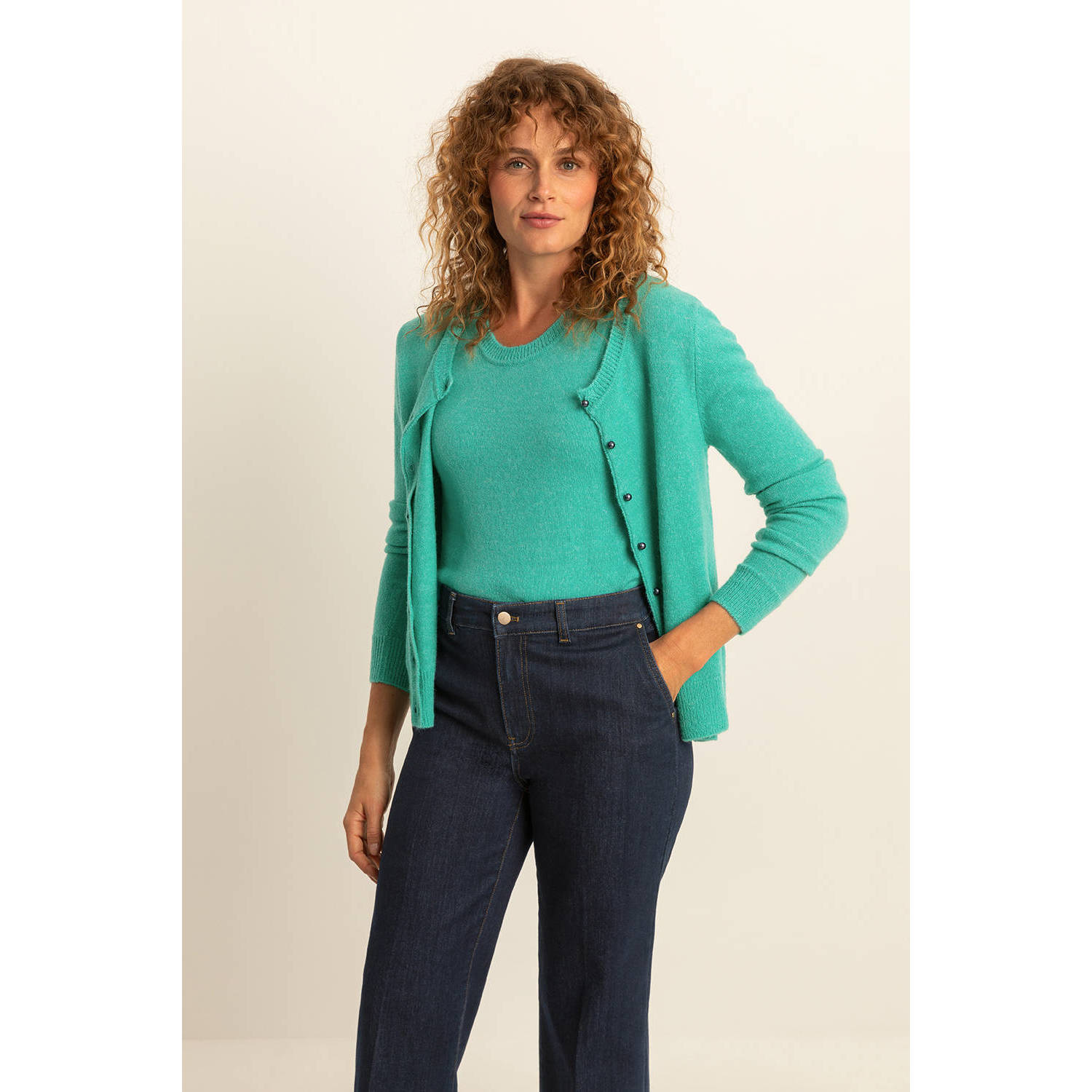 Expresso gebreid vest turqoise
