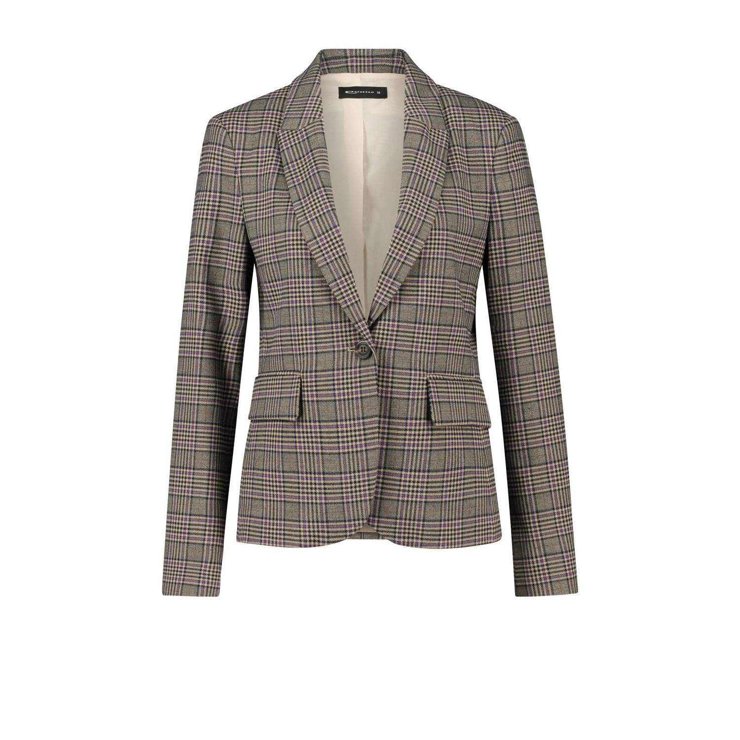 Expresso geruite getailleerde blazer bruin