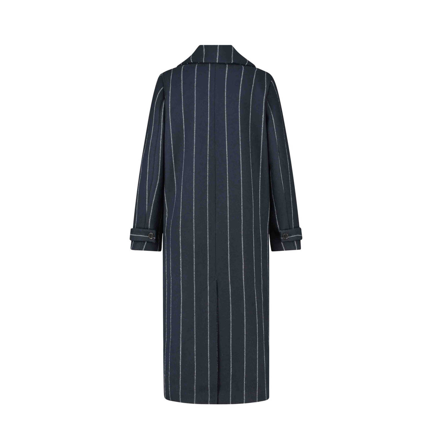 Expresso gestreepte jas met wol donkerblauw grijs