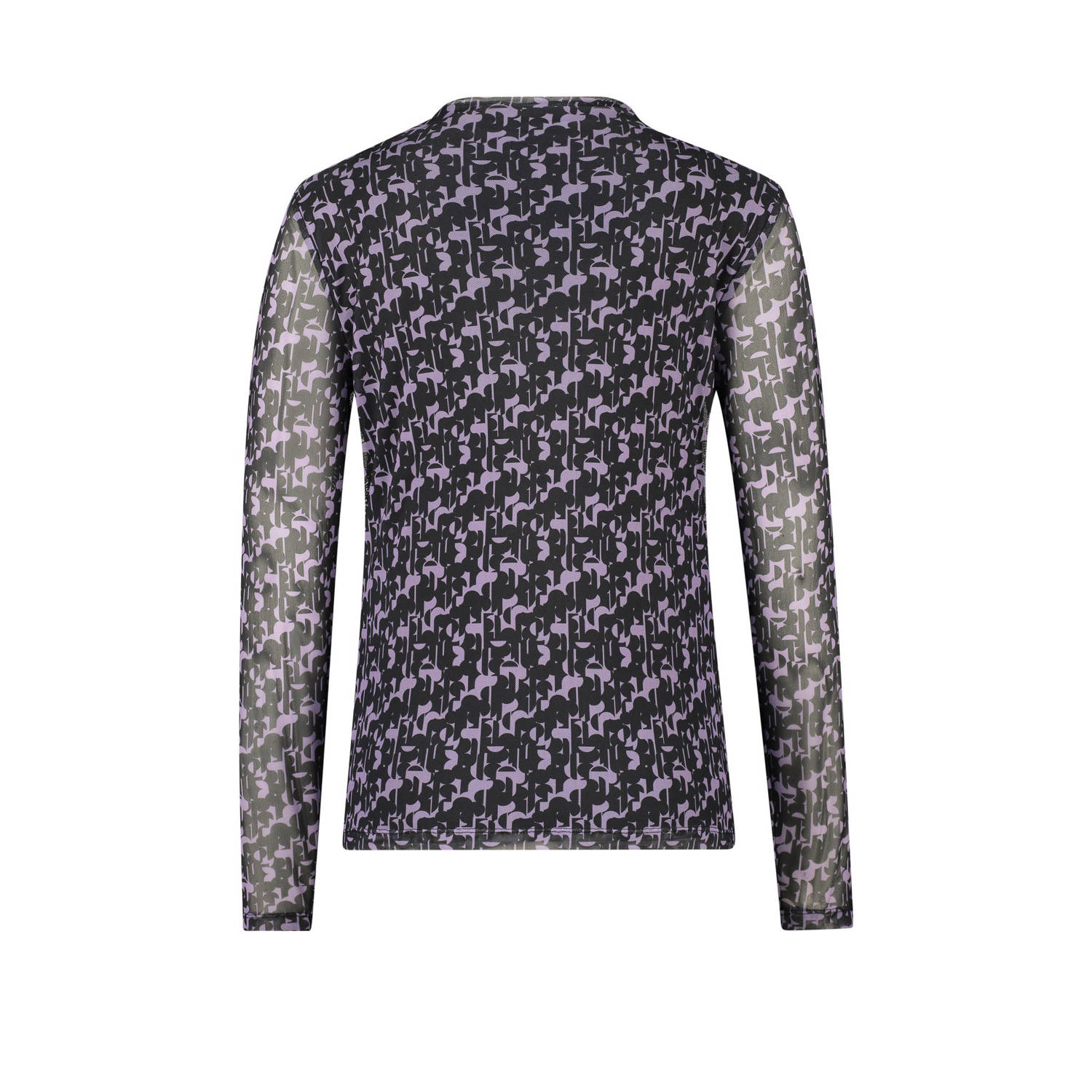 Expresso mesh top met all over print en mesh zwart paars