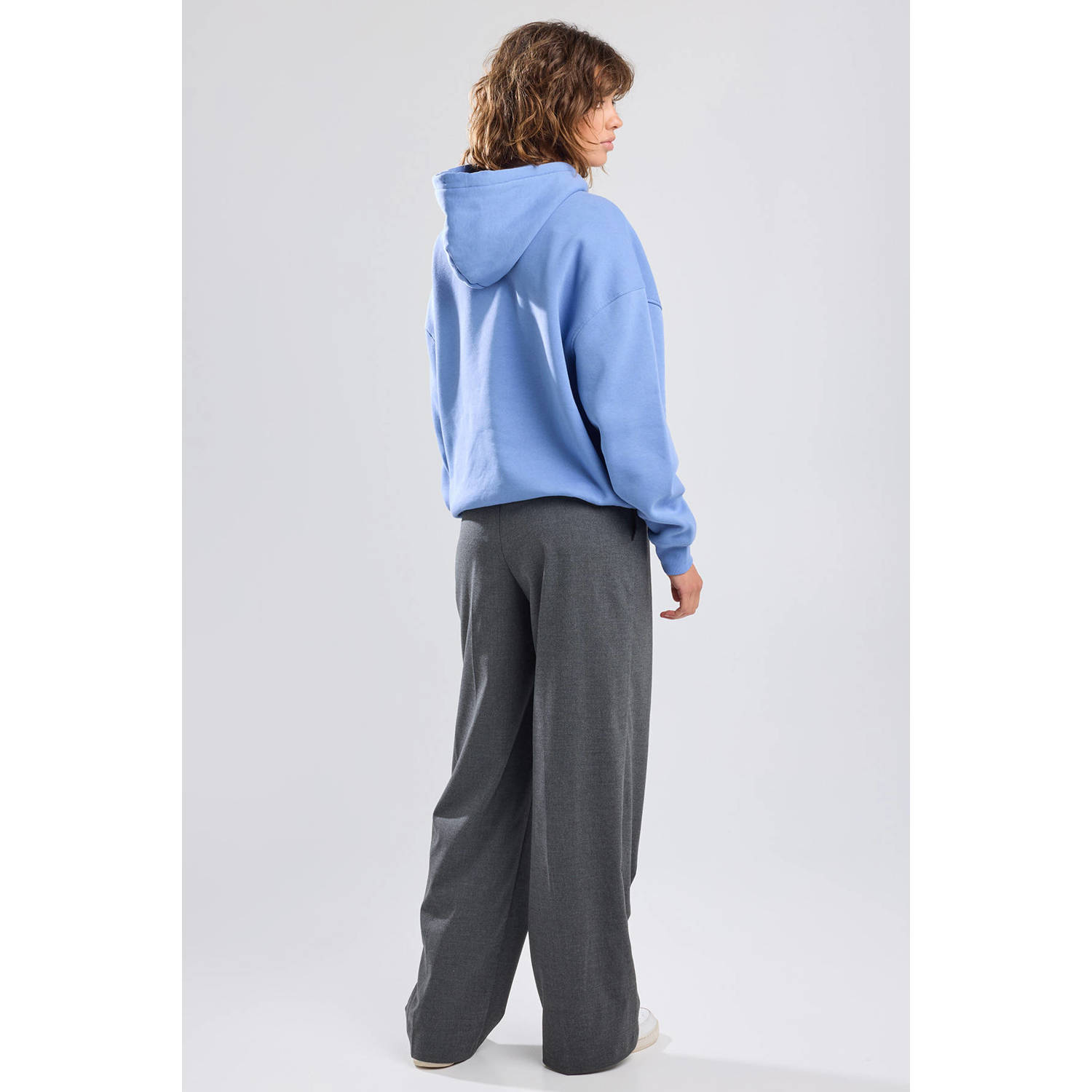 America Today wide leg broek grijs melange