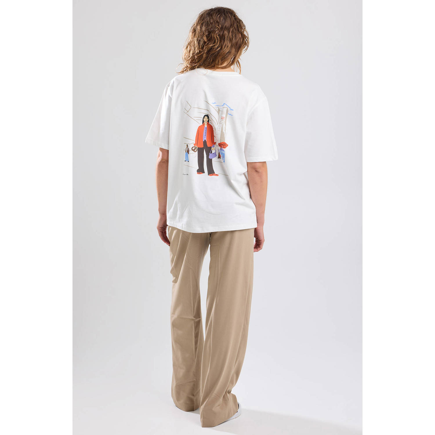 America Today wide leg broek beige