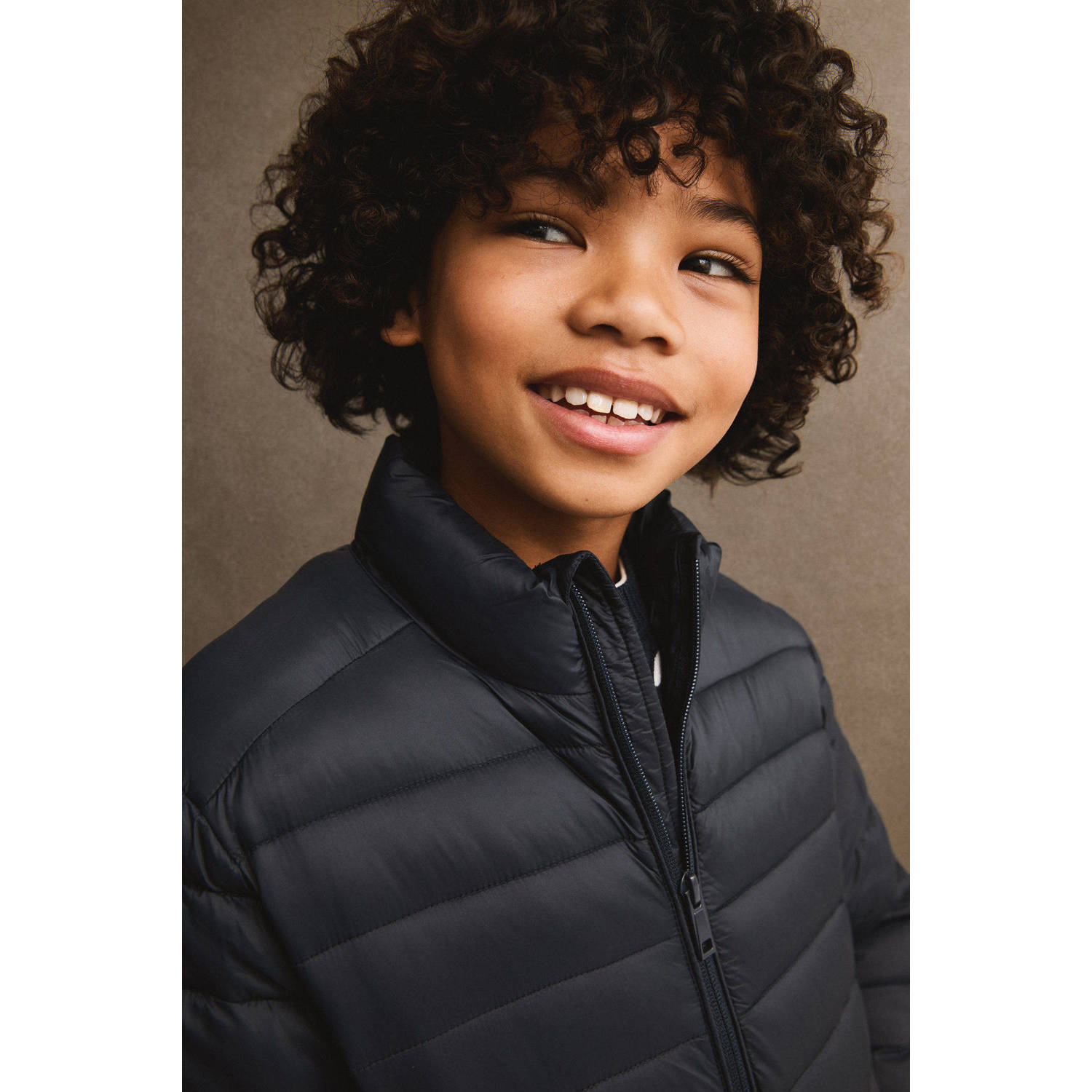 Mango Kids gewatteerde winterjas donkerblauw