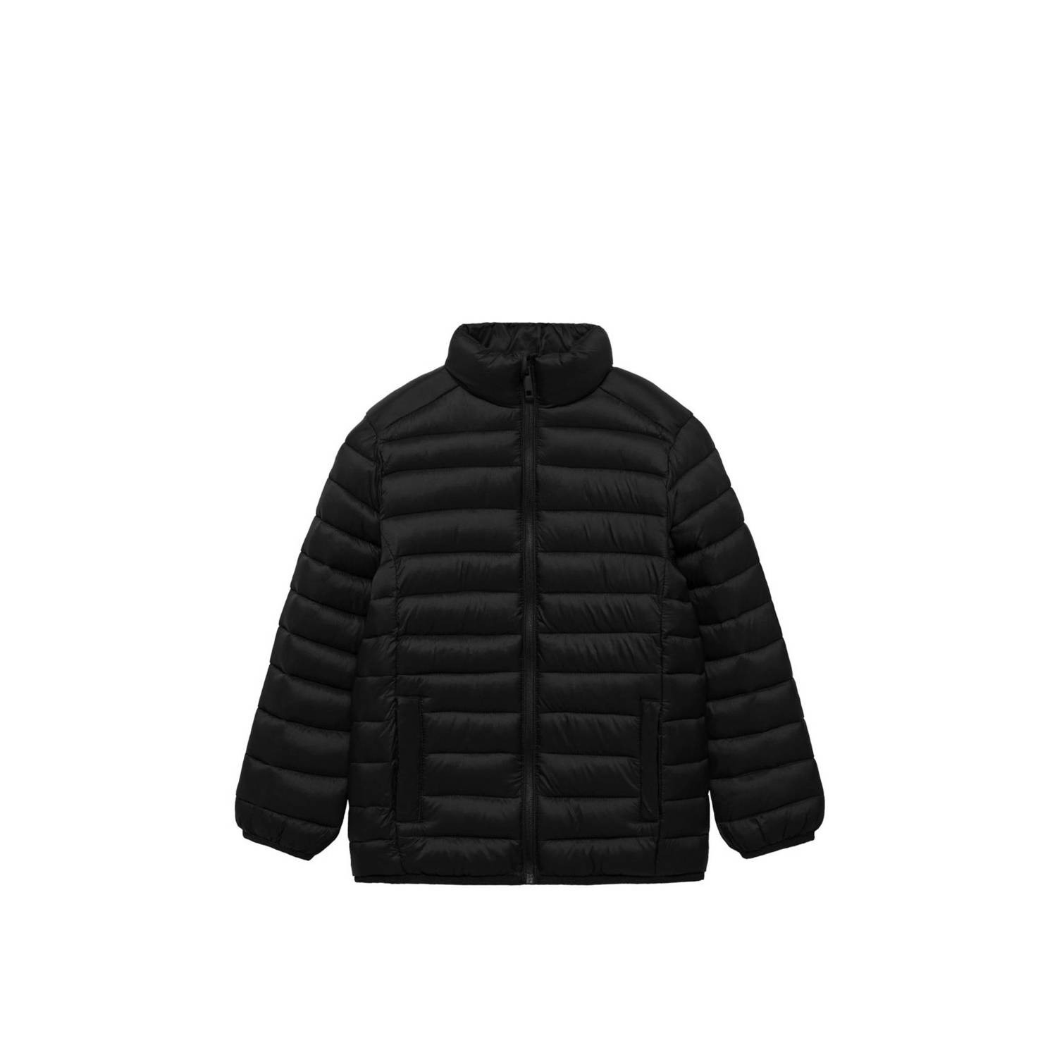 Mango Kids gewatteerde winterjas zwart