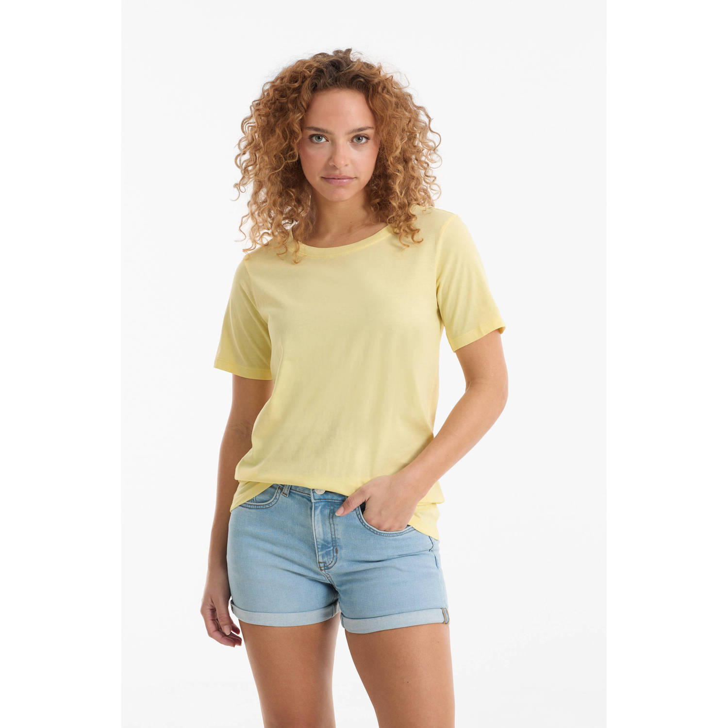Anytime T-shirt lichtgeel