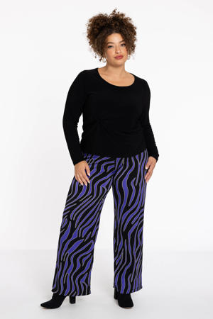 loose fit broek DOLCE met all over print zwart/blauw