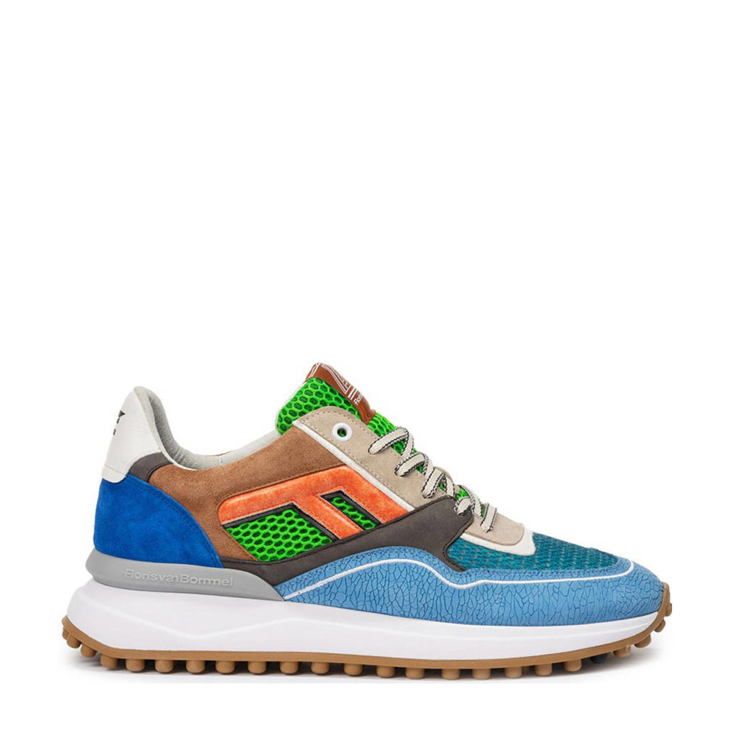 Blauw en oranje heren Floris van Bommel Noppi 29.33 sneakers van nubuck leather met veters