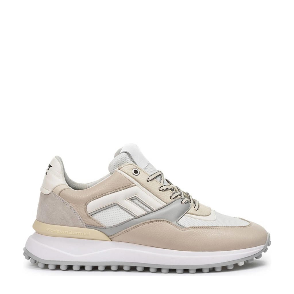 Beige en grijze heren Floris van Bommel sneakers van suède met veters