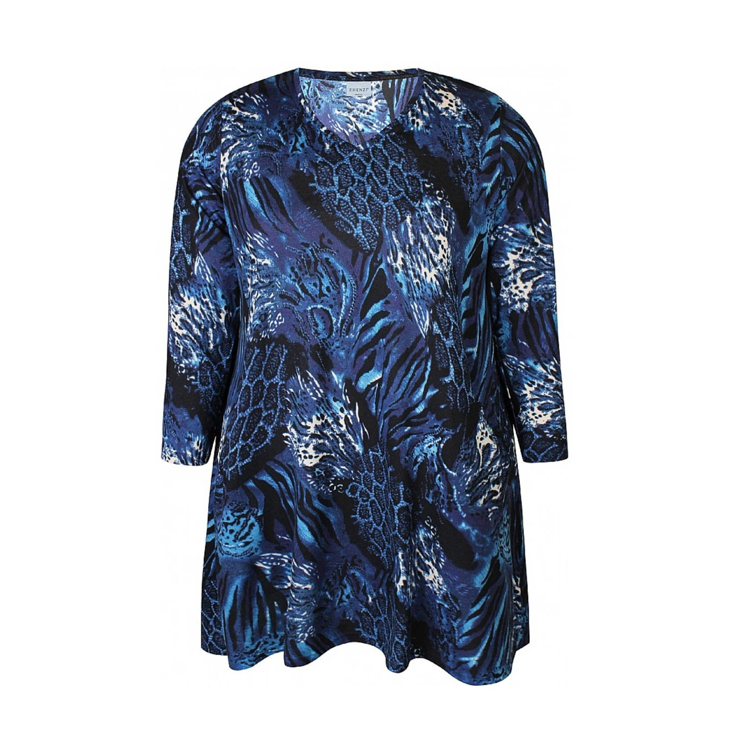 Zhenzi tuniek met all over print blauw