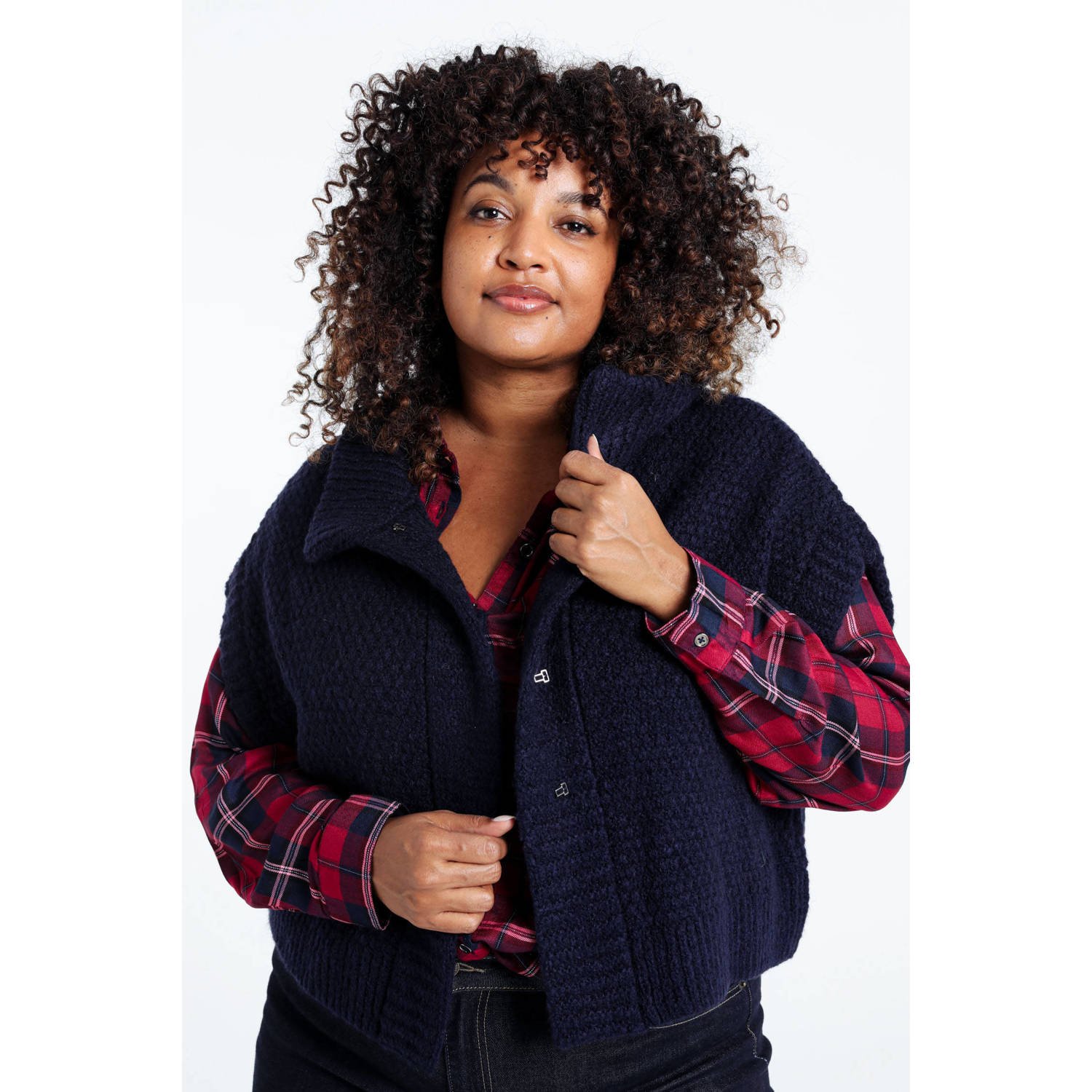 Paprika gebreid vest marine