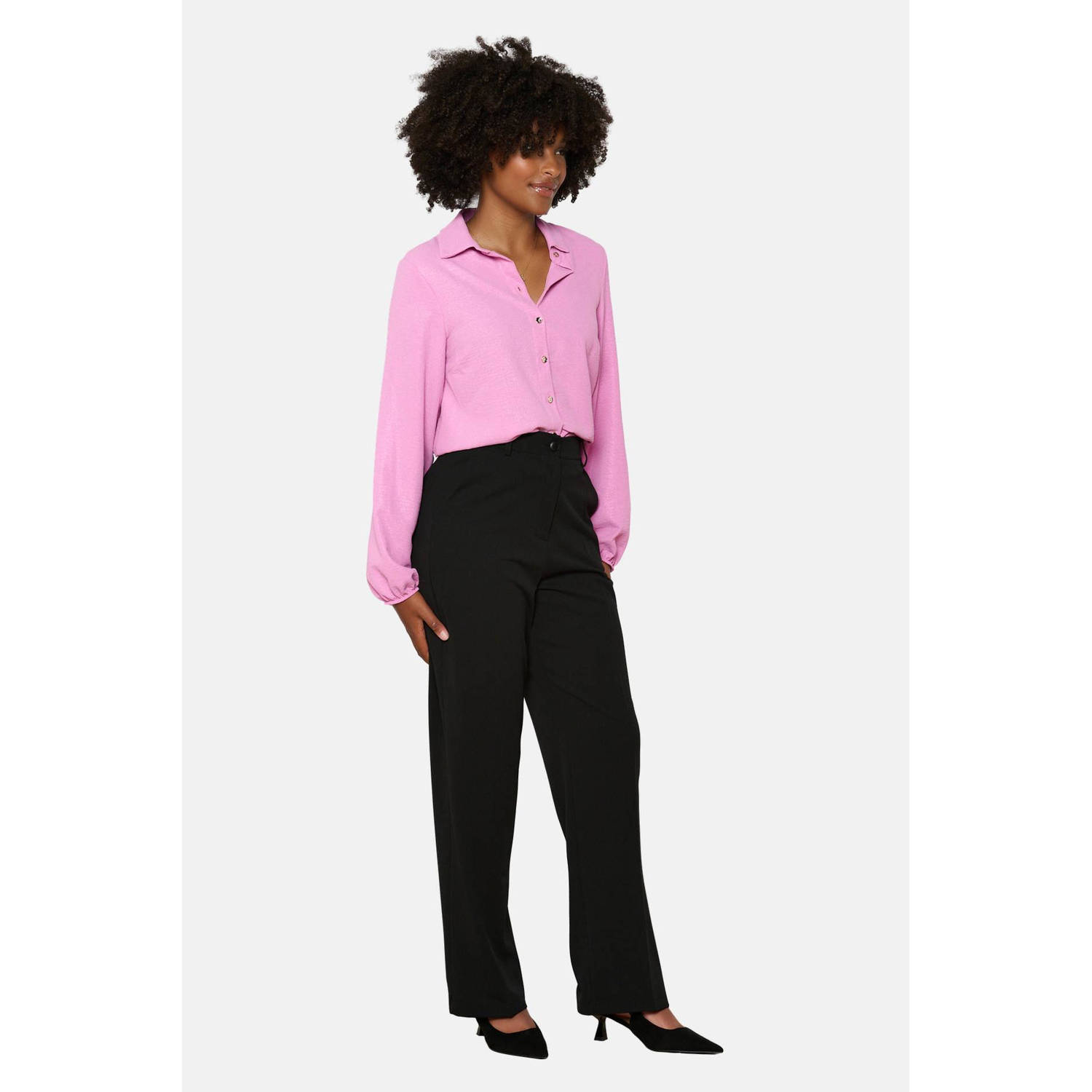 LOLALIZA high waist straight fit broek zwart