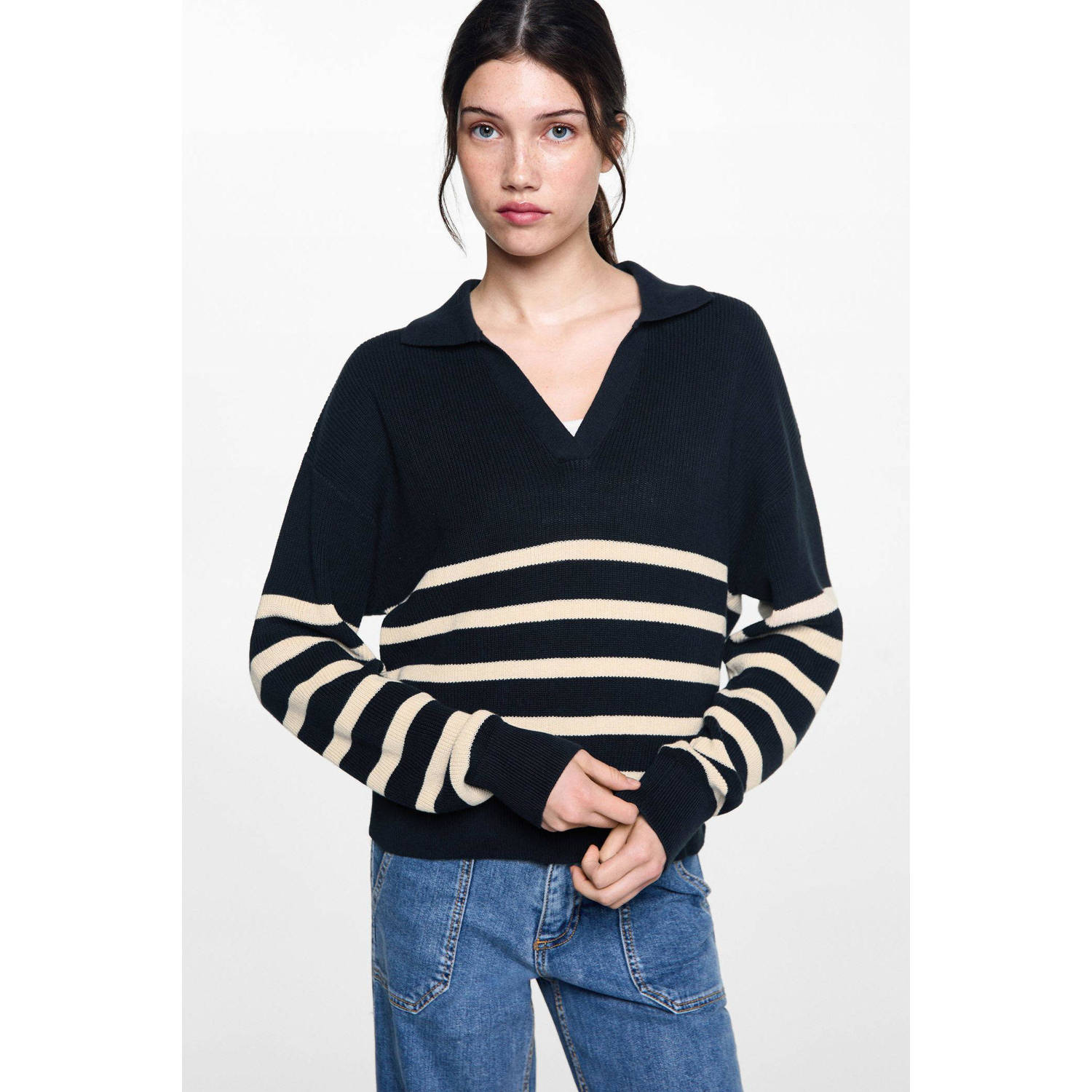 MANGO TEEN gebreide trui donkerblauw