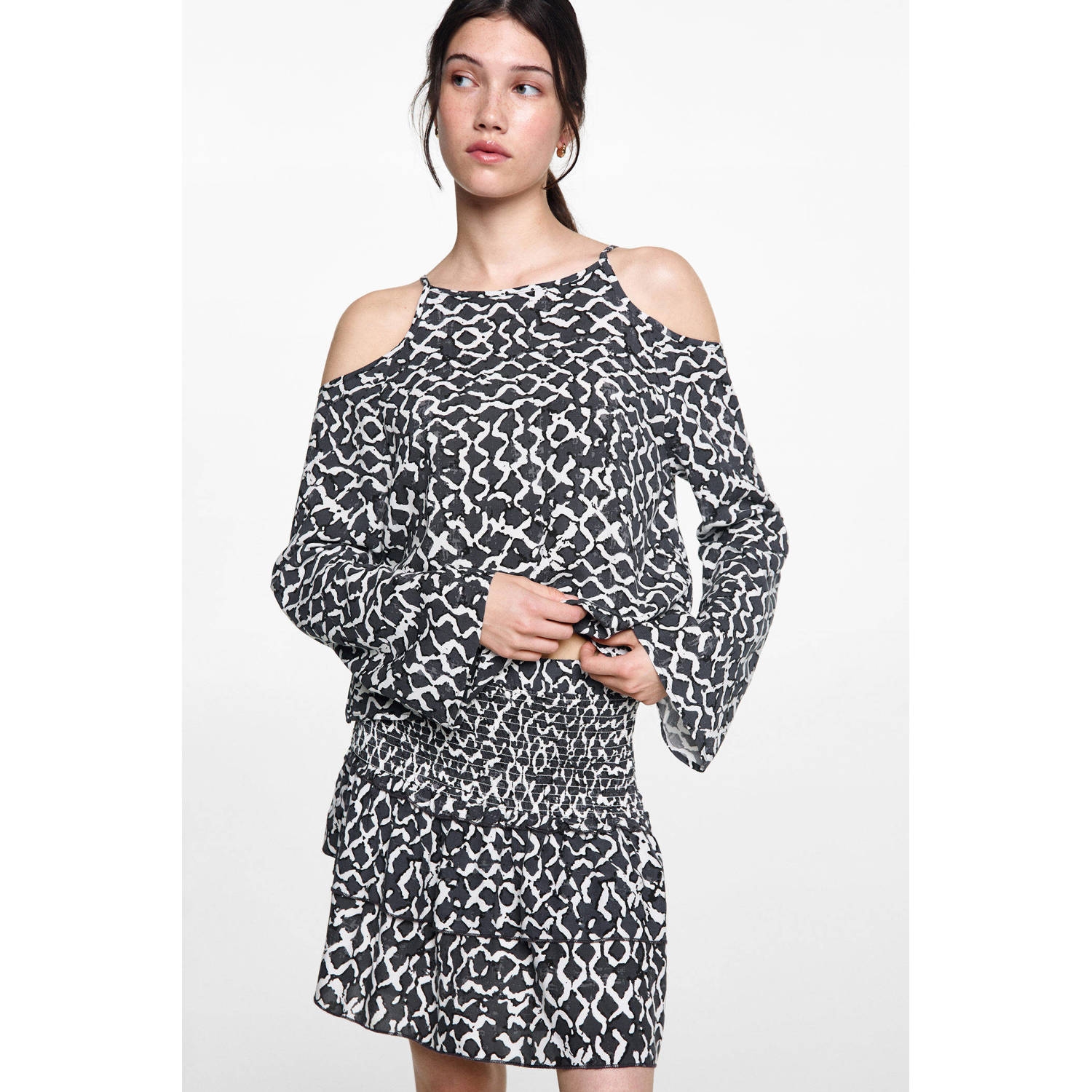 MANGO TEEN midi rok antraciet