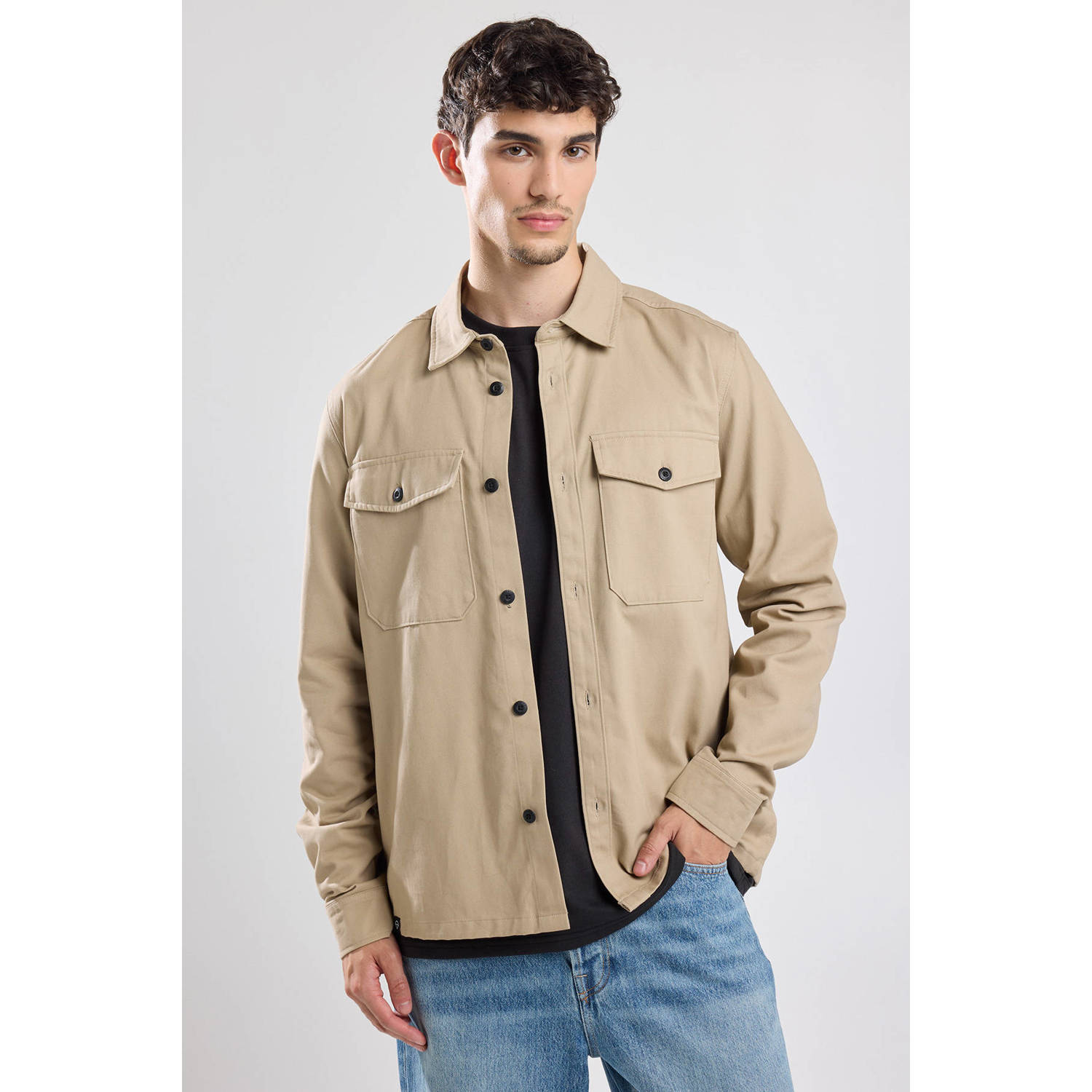 America Today loose fit overshirt Hendrix beige