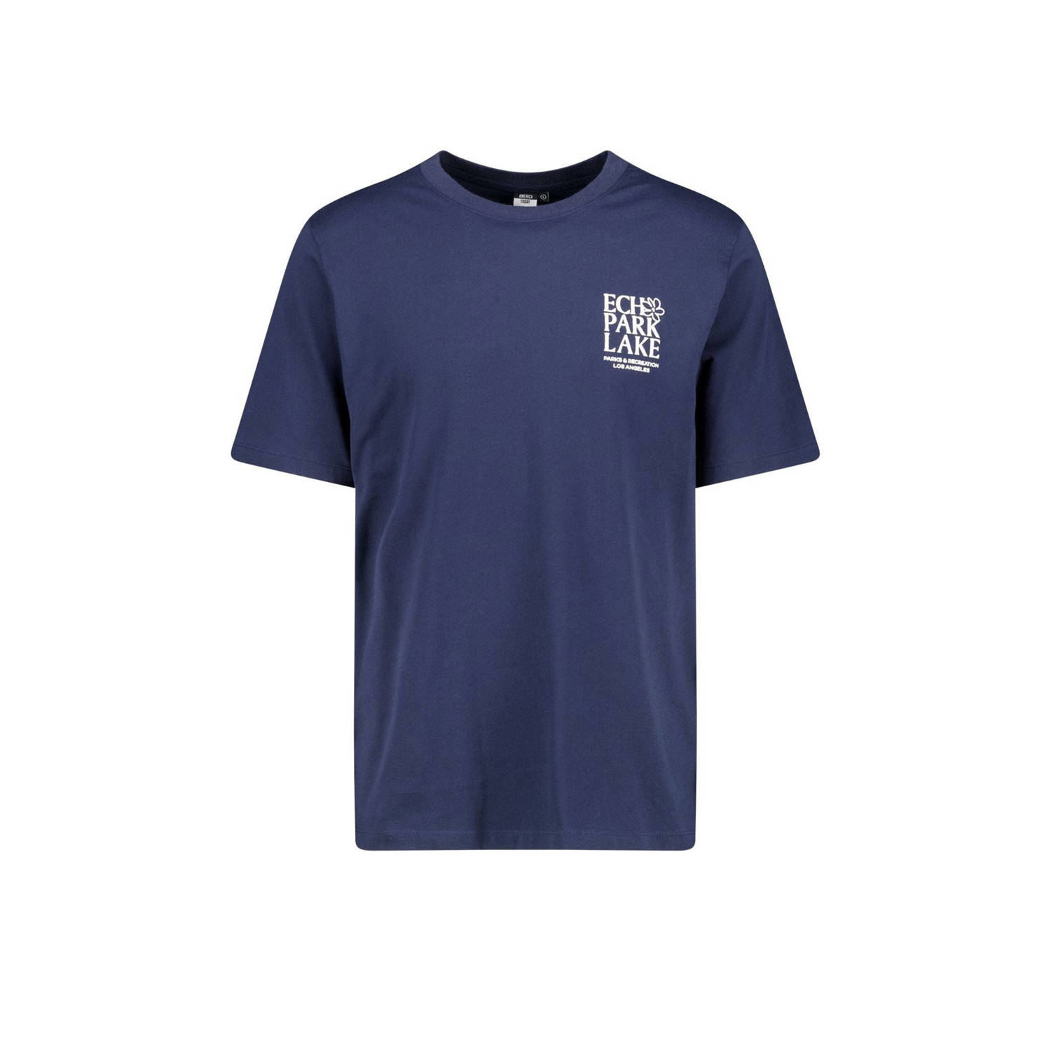 America Today T-shirt met backprint donkerblauw