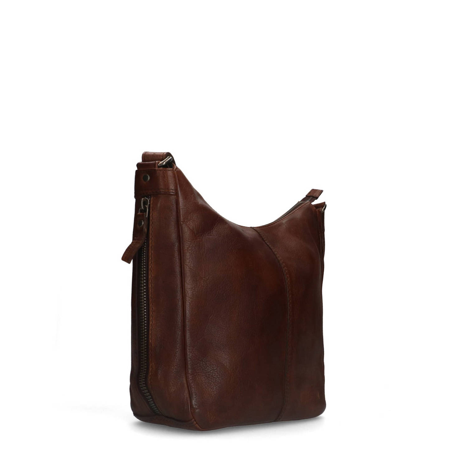 Manfield leren crossbody tas bruin