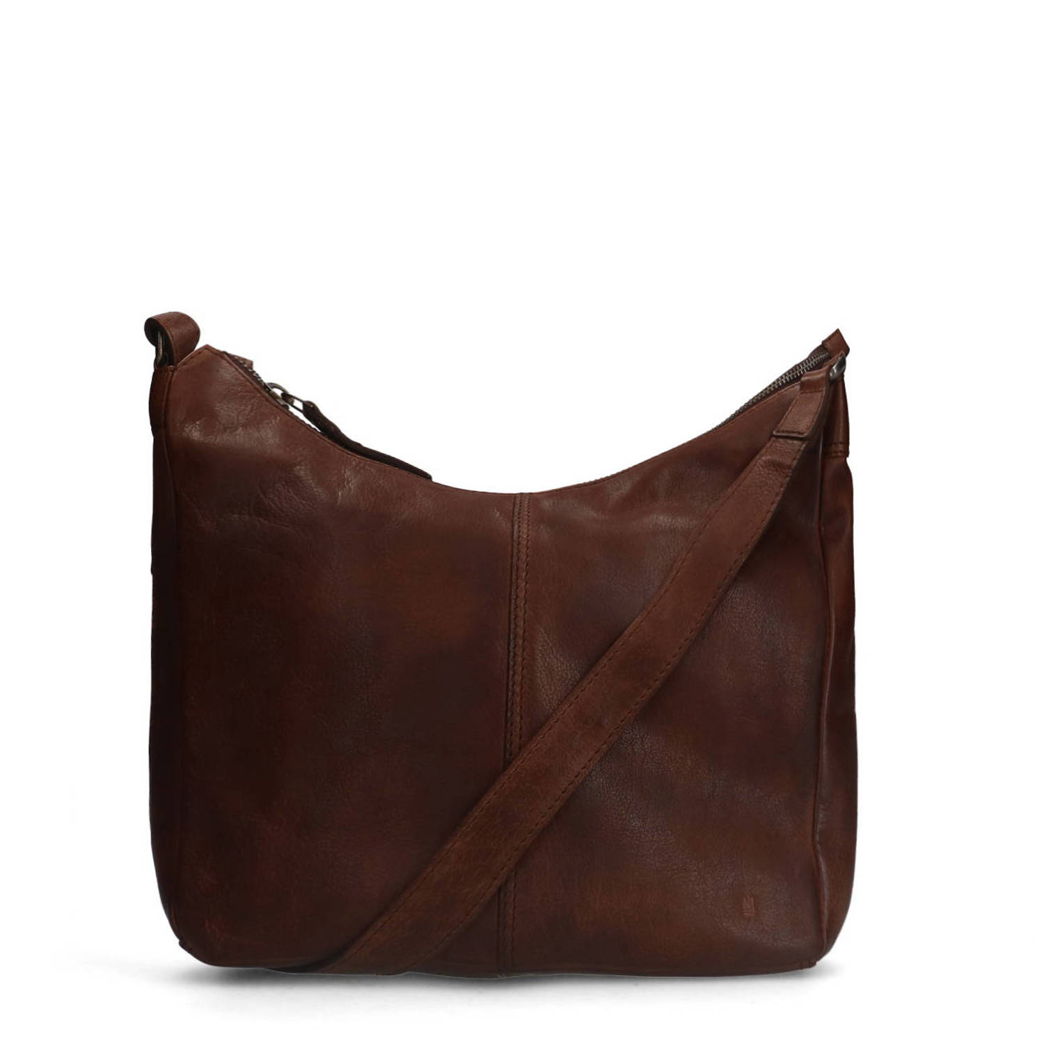 Manfield leren crossbody tas bruin