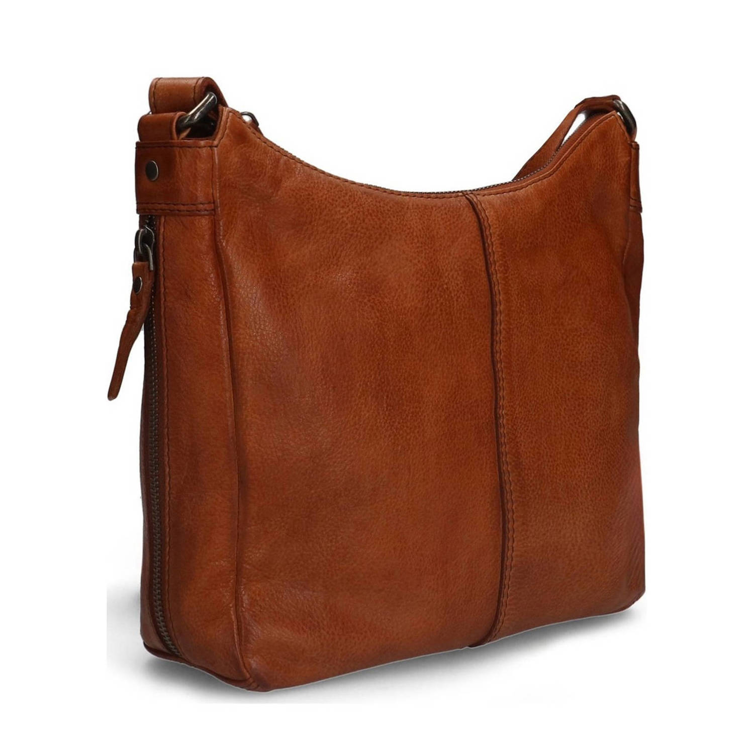 Manfield leren crossbody tas cognac