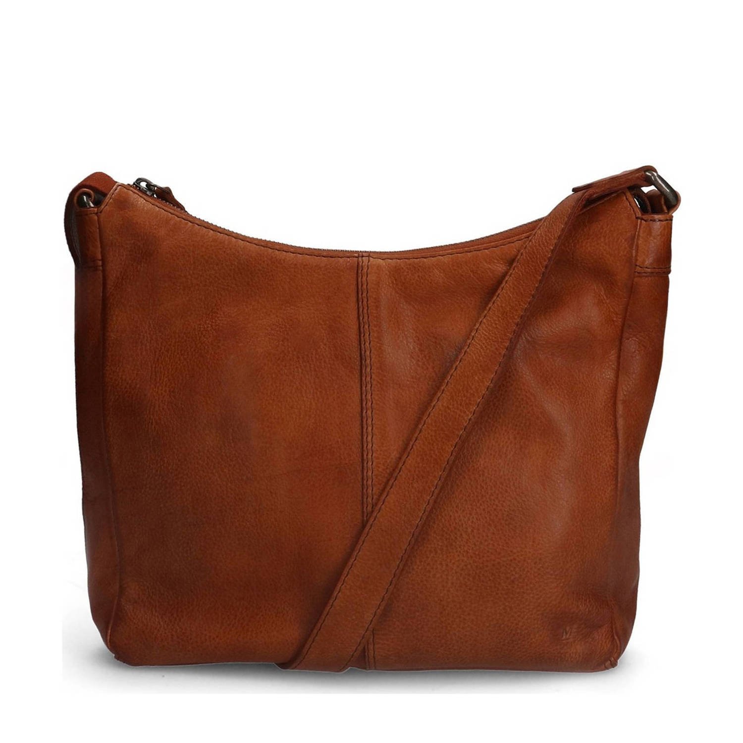 Manfield leren crossbody tas cognac