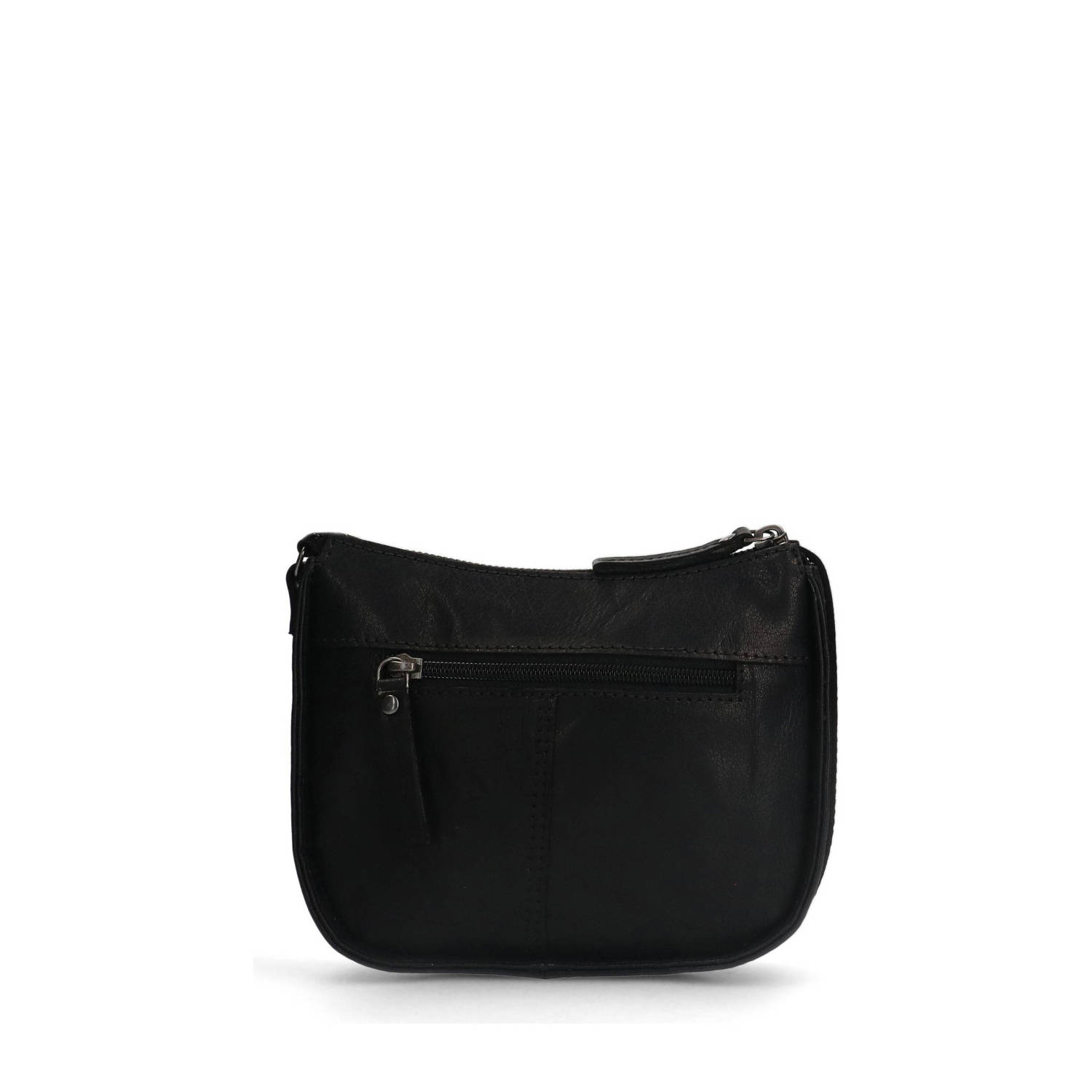 Manfield leren crossbody tas zwart