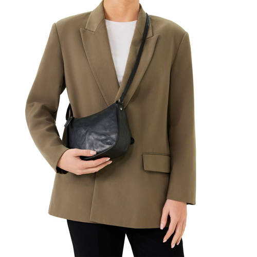 Manfield leren crossbody tas zwart afbeelding