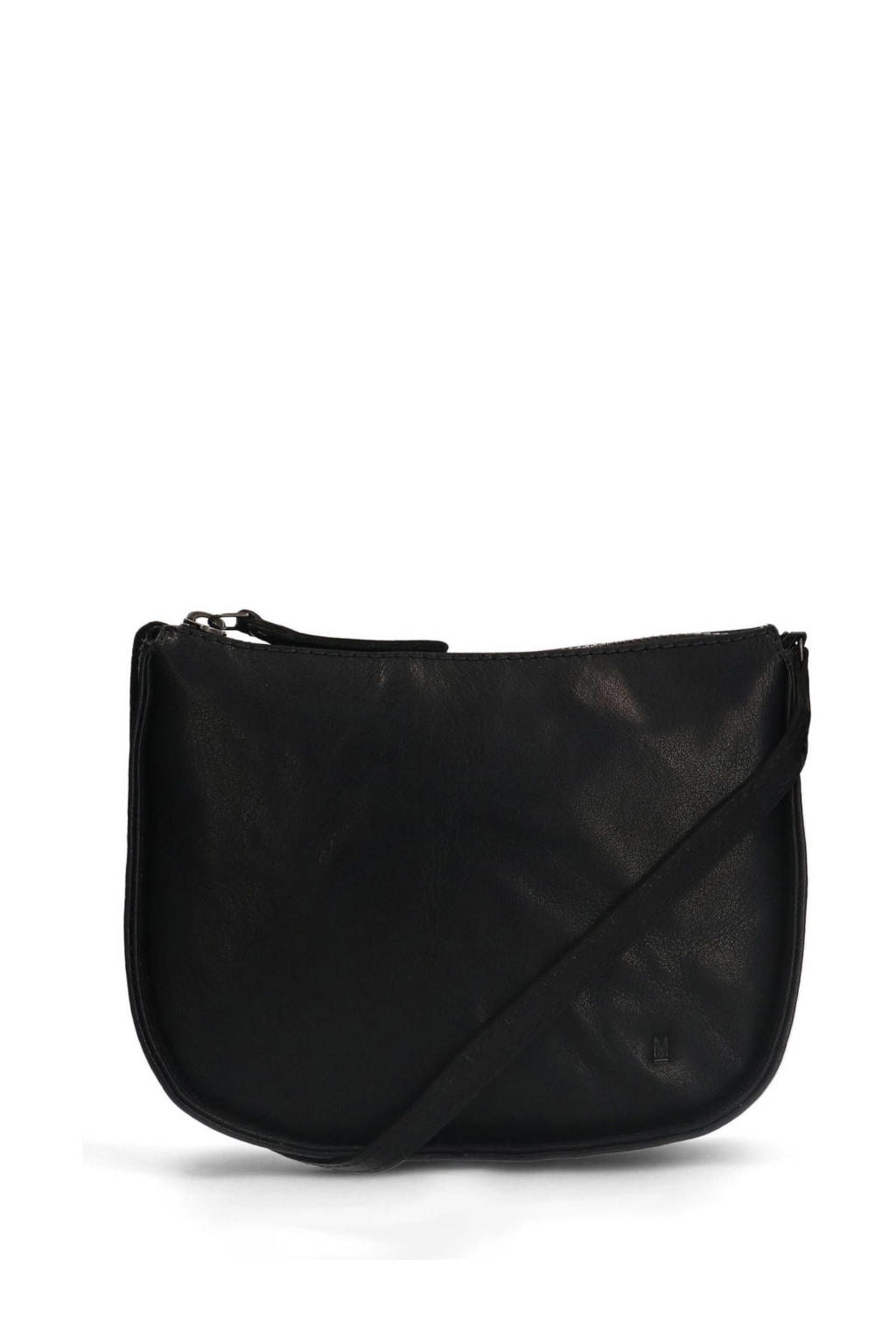 Manfield leren crossbody tas zwart