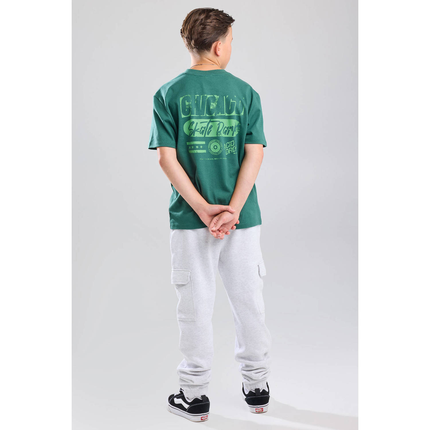 America Today T-shirt met backprint groen