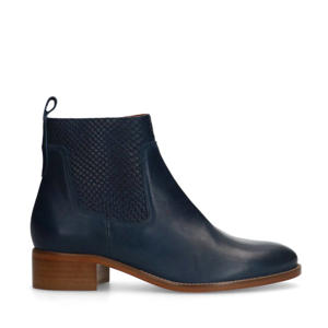 leren enkellaarzen donkerblauw