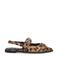 Sacha leren slingback loafers met panterprint en strass beige/zwart