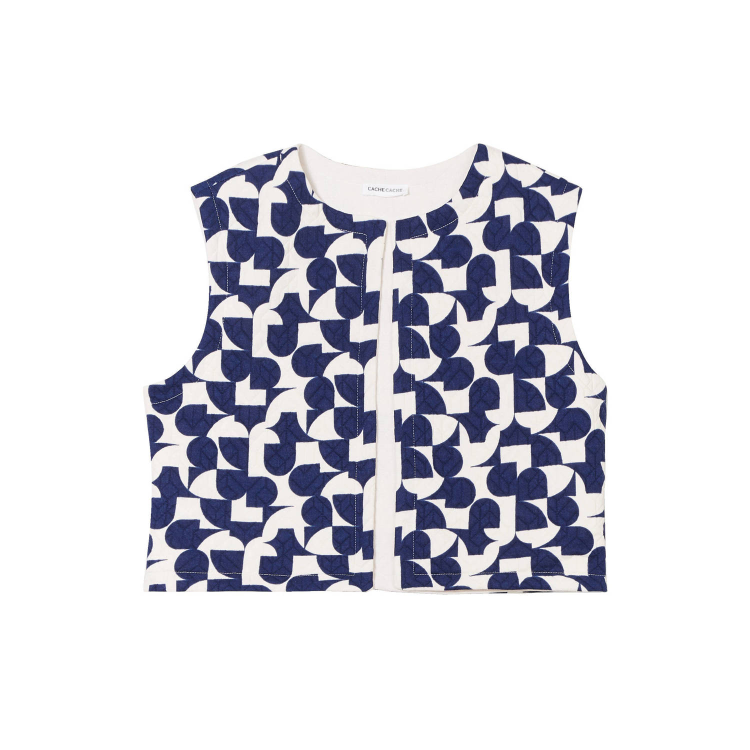 Cache gilet met all over print blauw wit