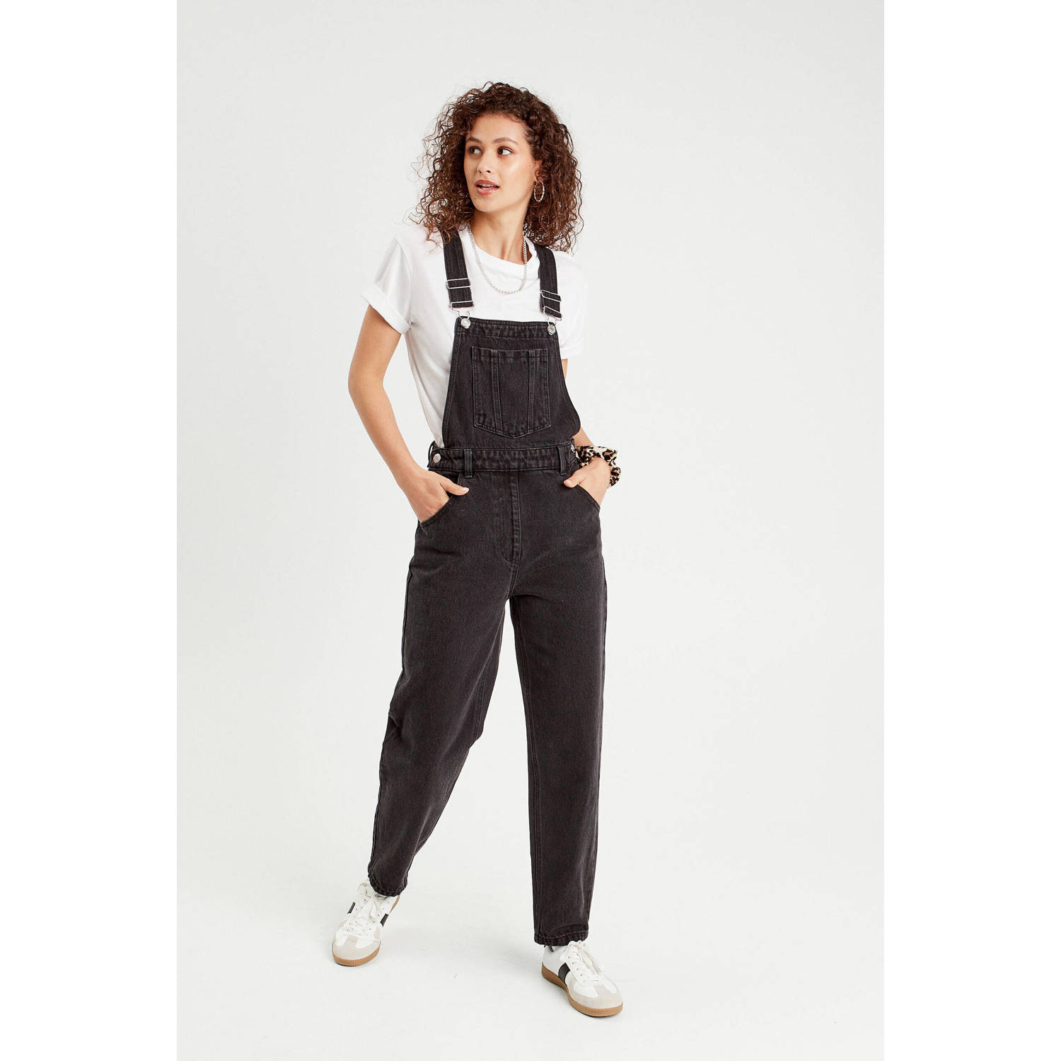 Cache regular fit tuinbroek denim black
