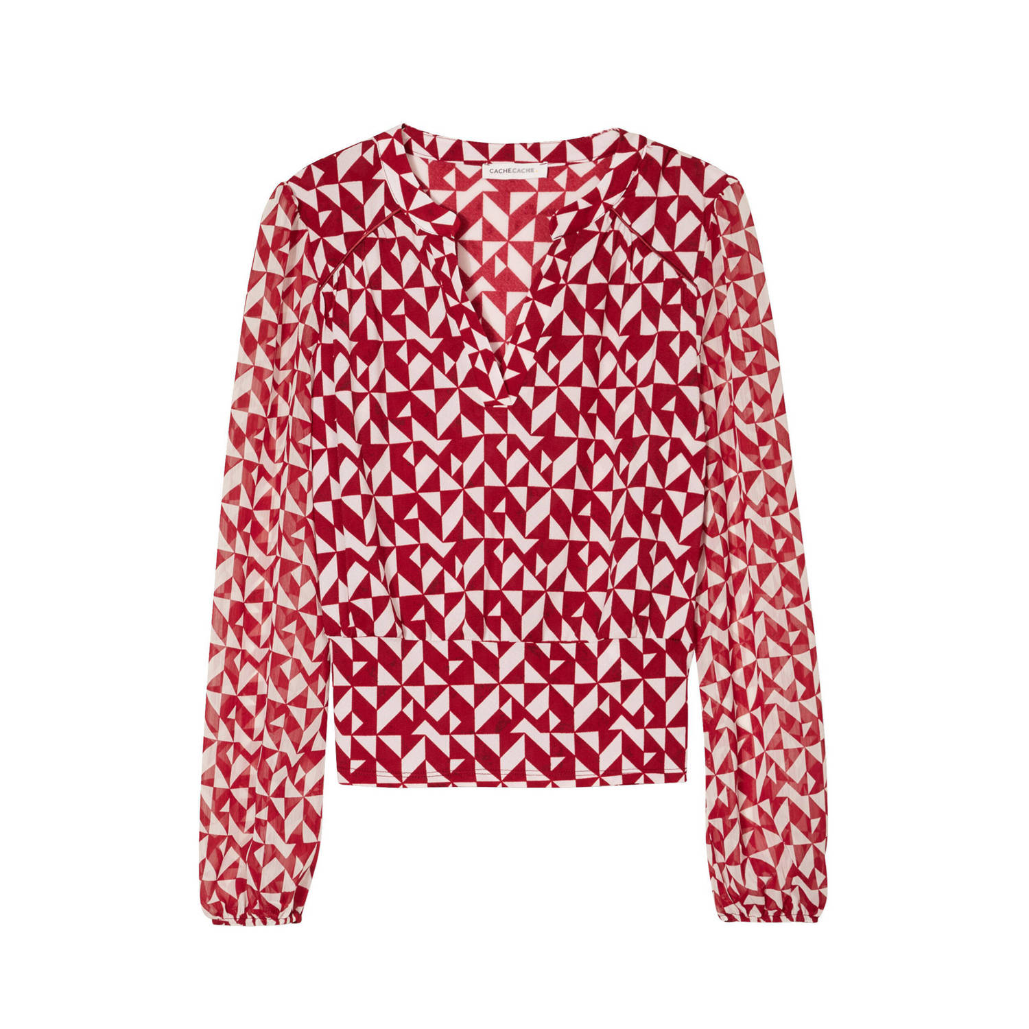 Cache top met grafische print rood roze